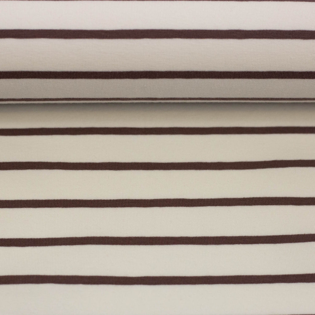 Jersey Stoff - Isa - Streifen - Beige (Meterware ab 0.50m)