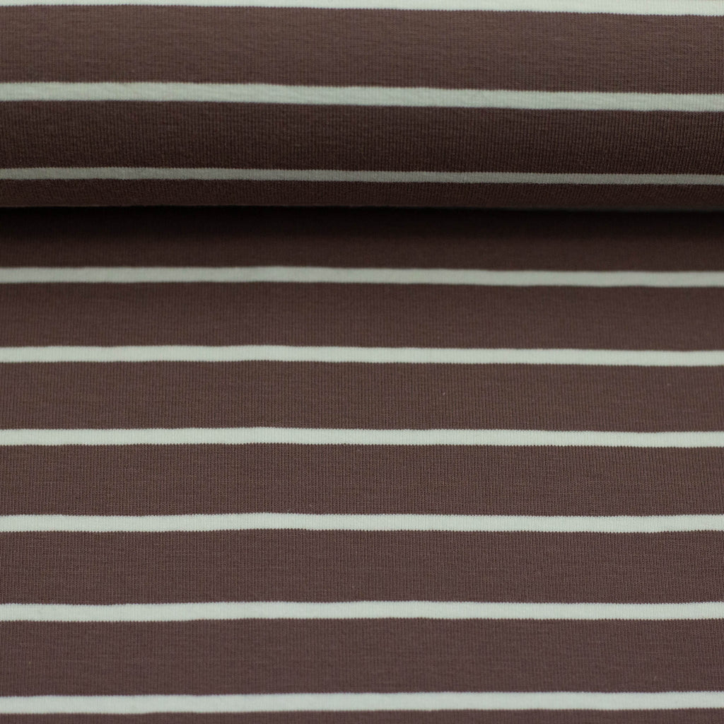 Jersey Stoff - Isa - Streifen - Braun (Meterware ab 0.50m)