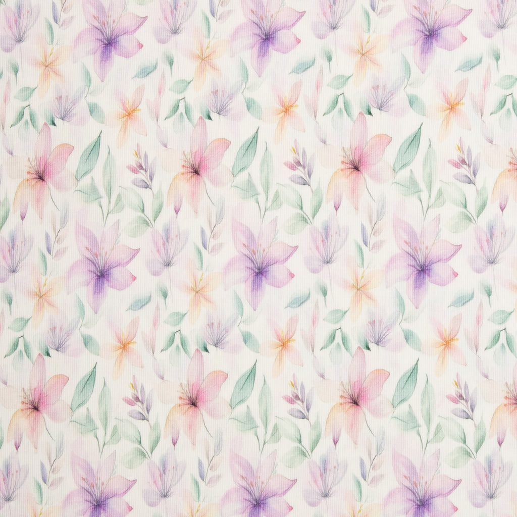 Rippjersey Stoff - Hermine Flowers (Meterware ab 0.50m)