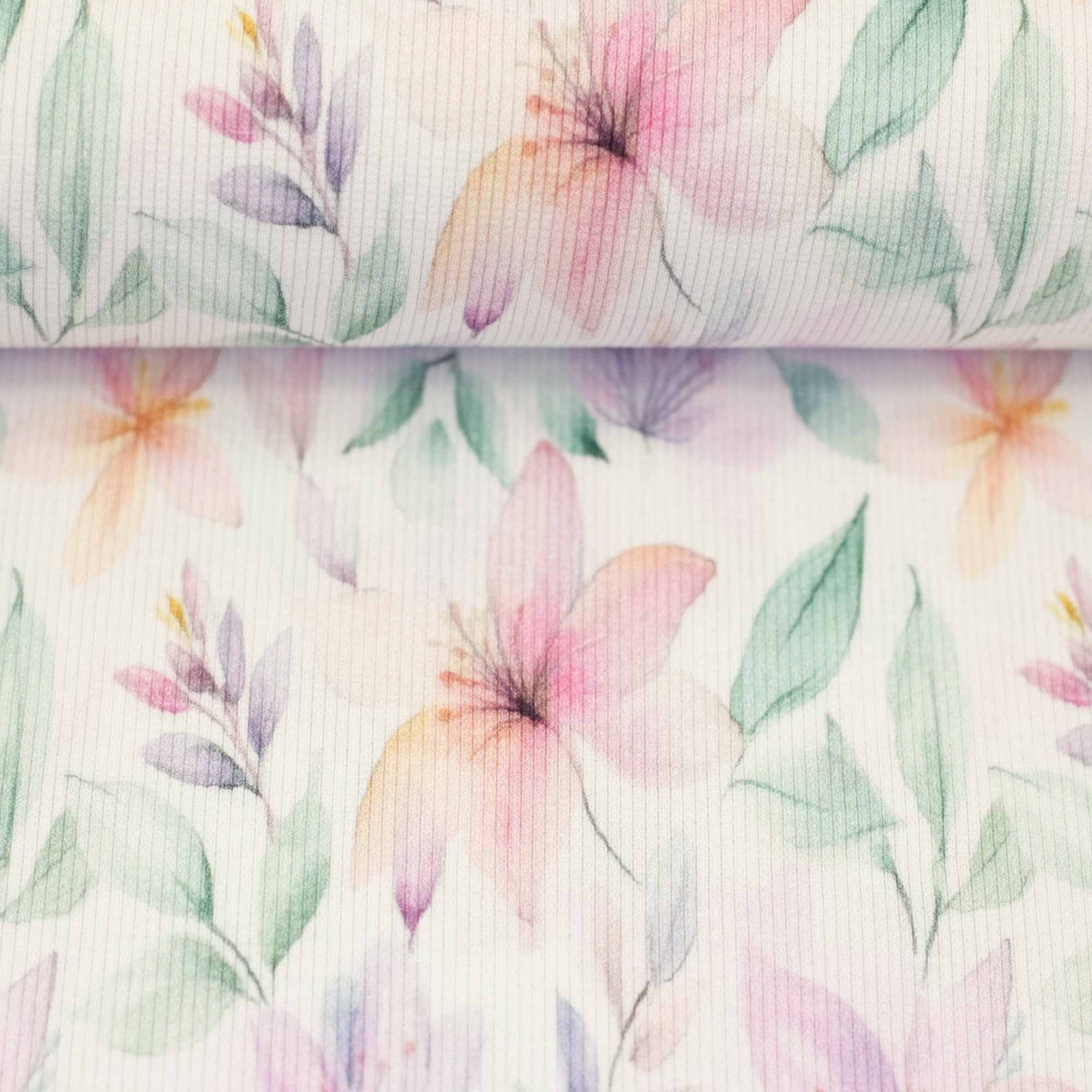 Rippjersey Stoff - Hermine Flowers (Meterware ab 0.50m)