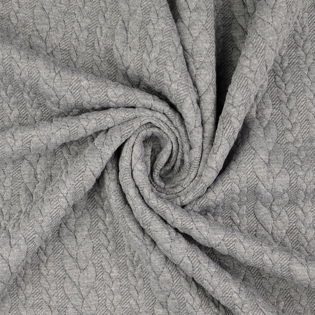 Jaquard Jersey - Zopfmuster - Grau (Meterware ab 0.50m)