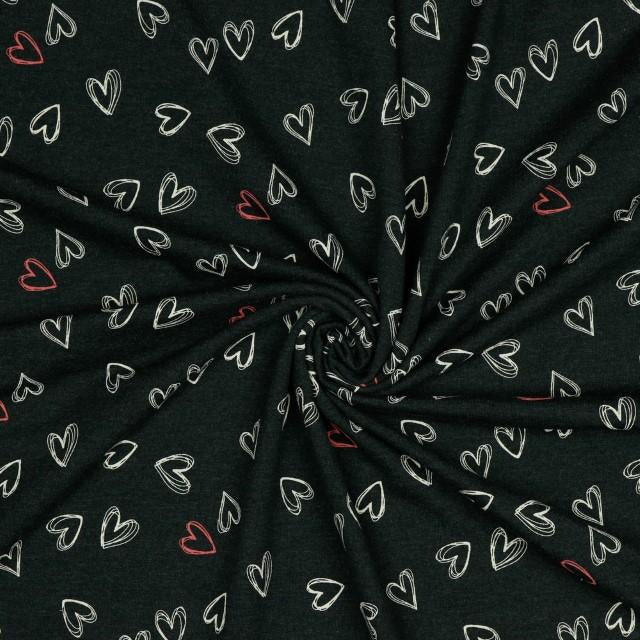 Jersey Stoff - Hearts (Meterware ab 0.50m)