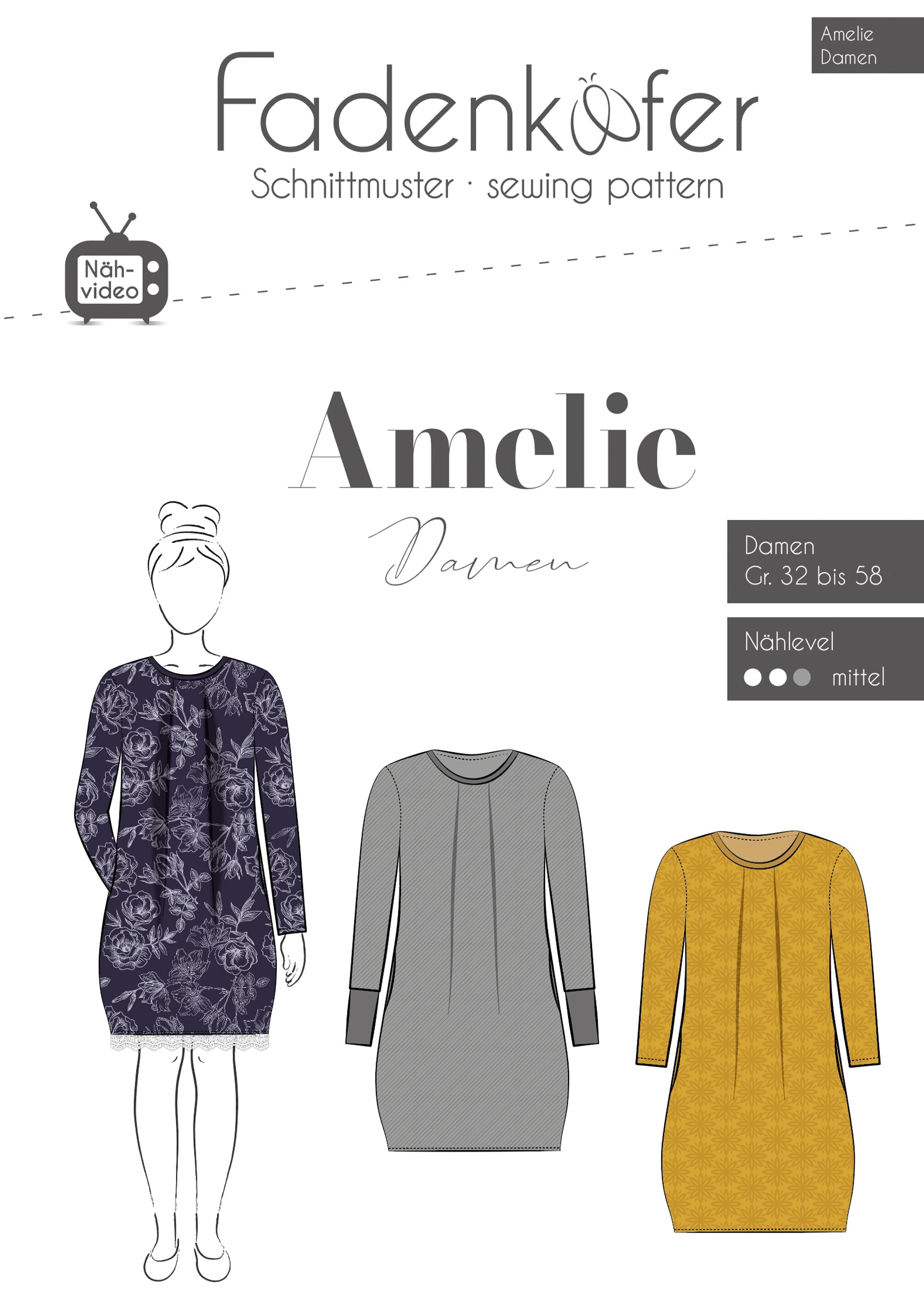 Papierschnittmuster Kleid Amelie Damen