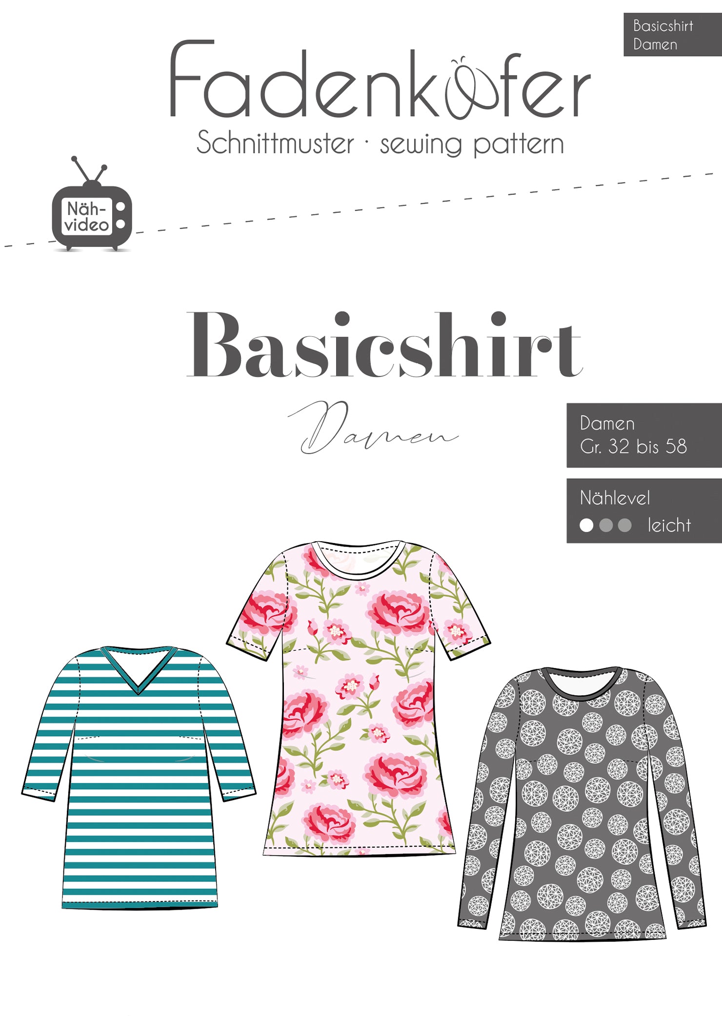 Papierschnittmuster Basicshirt Damen