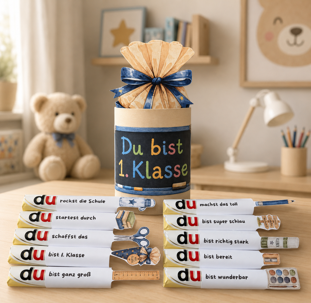 Duplo Banderole Einschulung - Blue - Vorlage zum Ausdrucken
