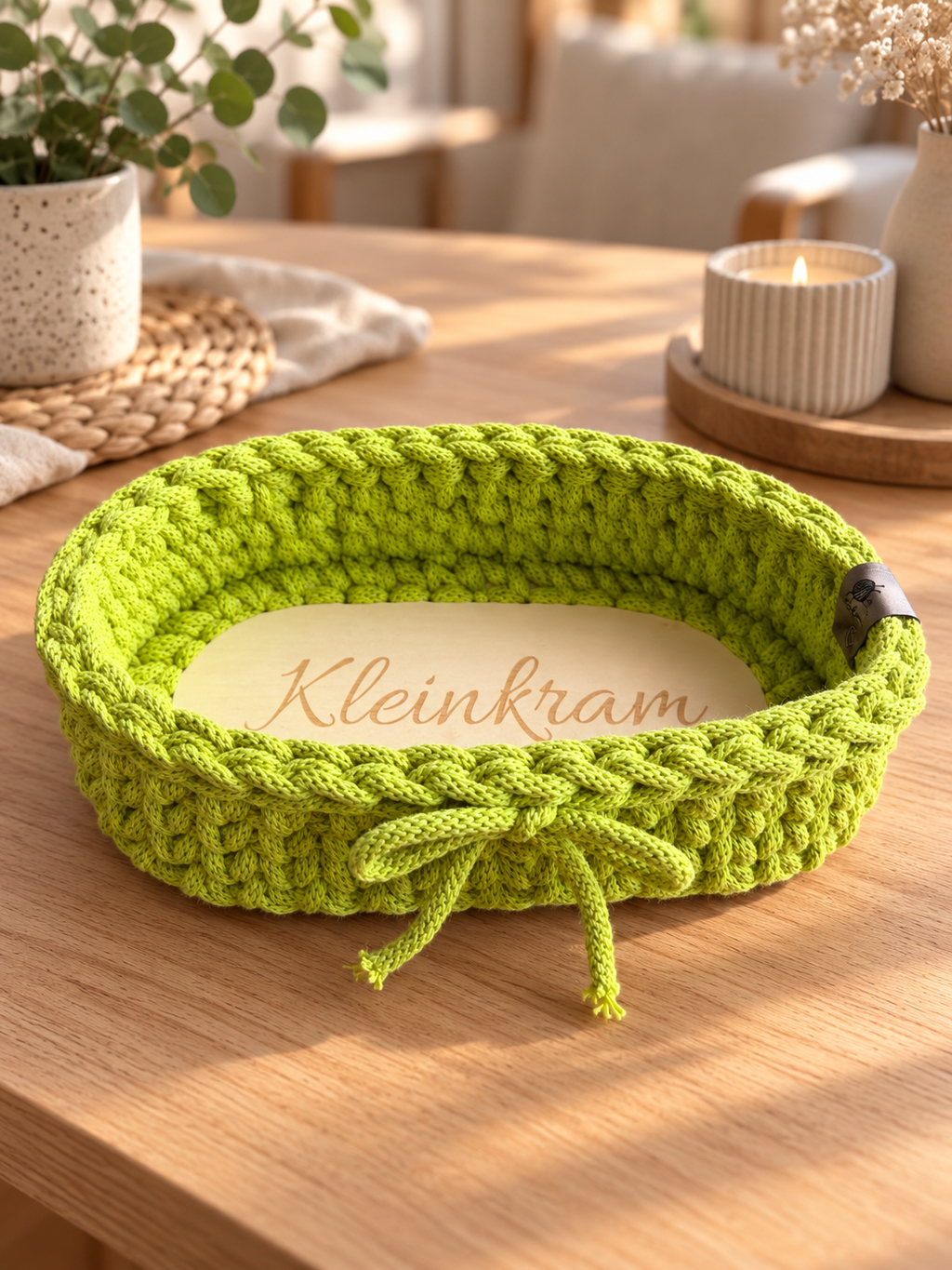 Häkelkorb oval - Kleinkram - Dopamine Lime