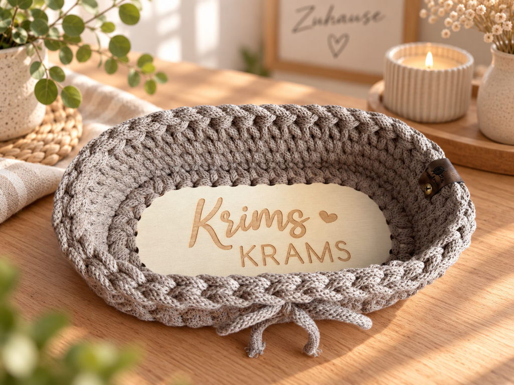 Häkelkorb oval - Krims Krams - Coffee