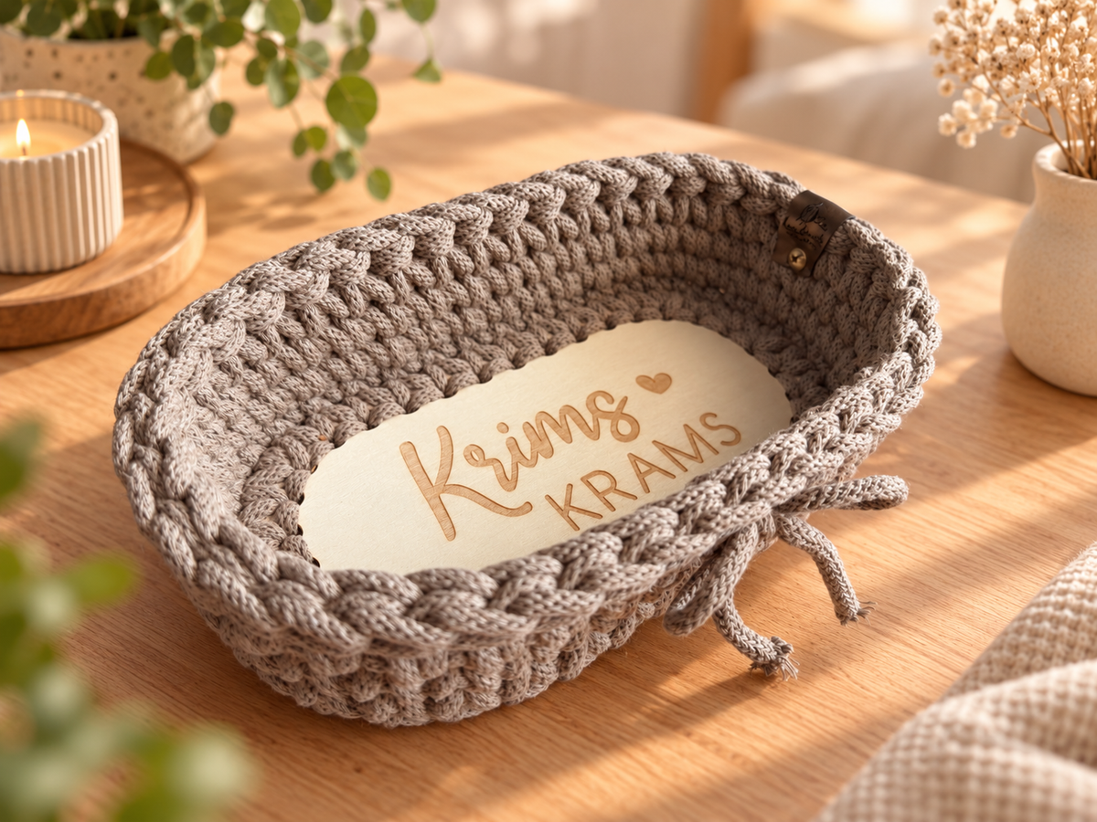 Häkelkorb oval - Krims Krams - Coffee