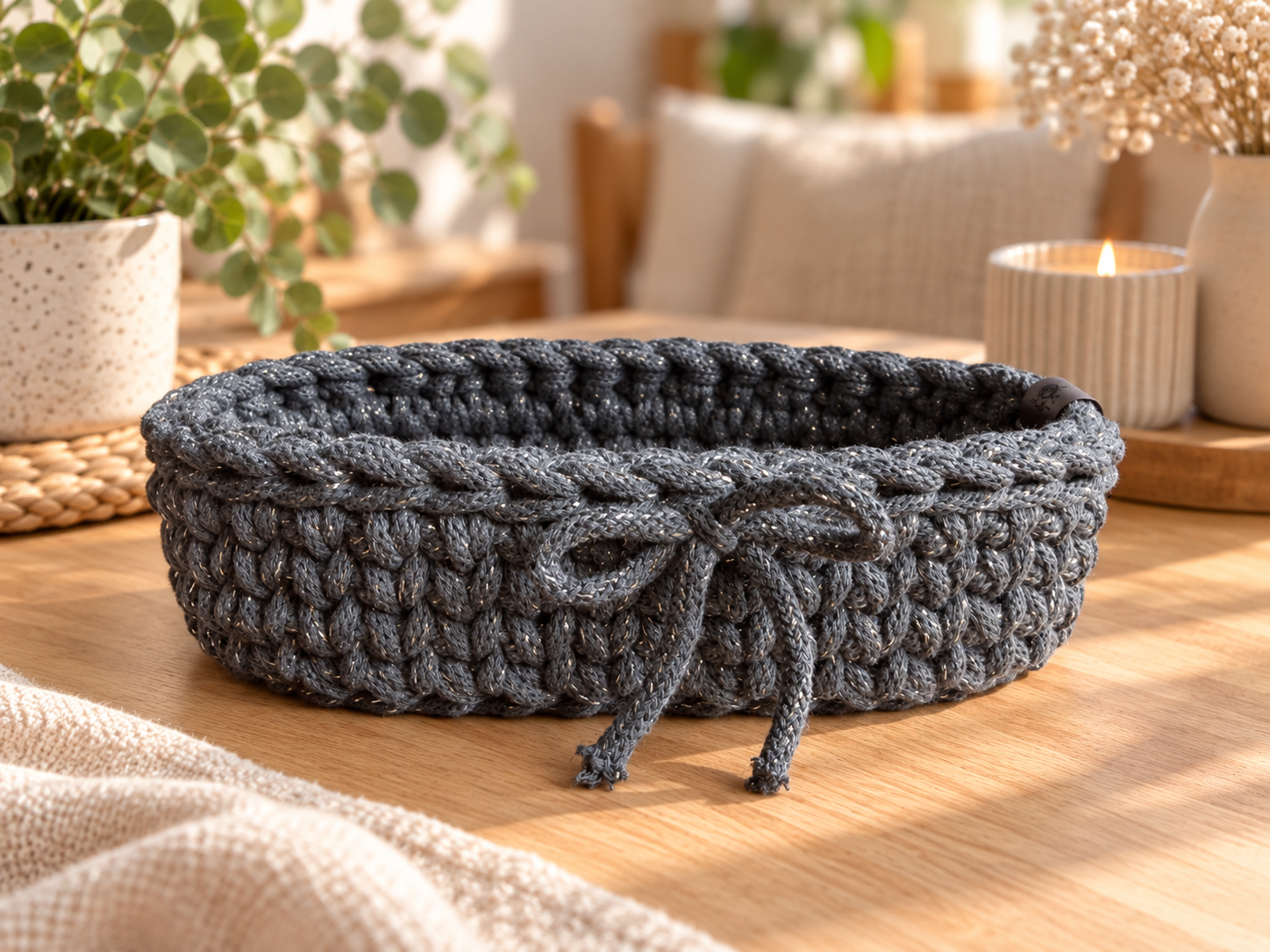 Häkelkorb oval - Schmuck - Charcoal Shine