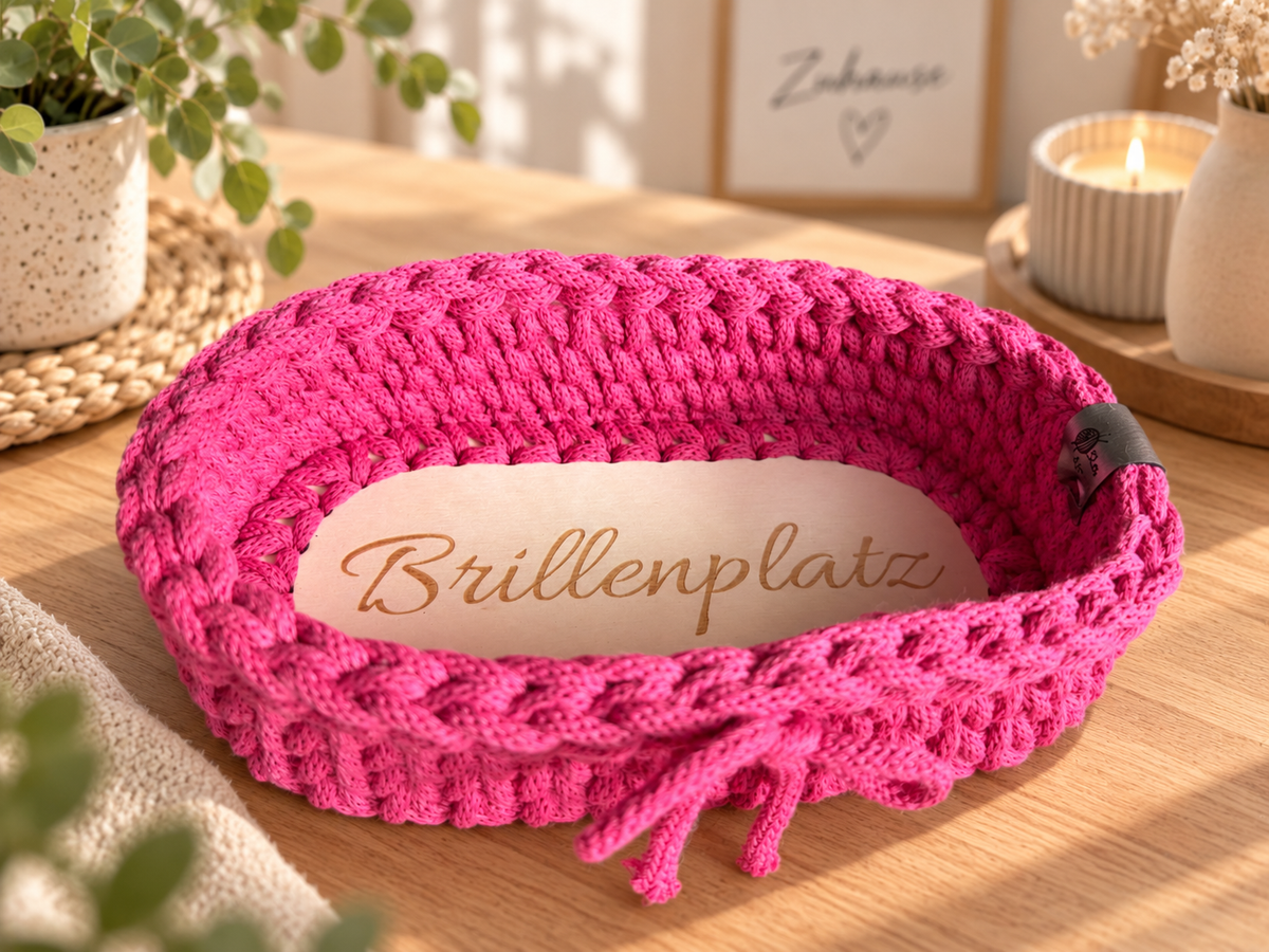 Häkelkorb oval - Brillenplatz - Dopamine Pink