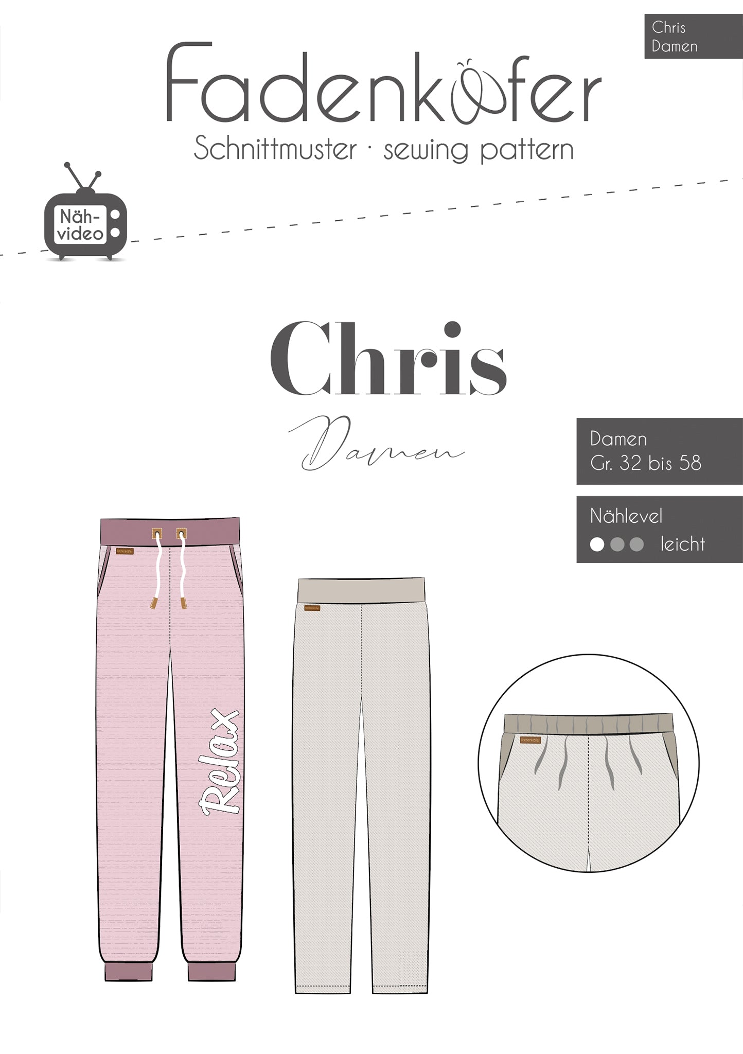 Papierschnittmuster Jogginghose Chris Damen