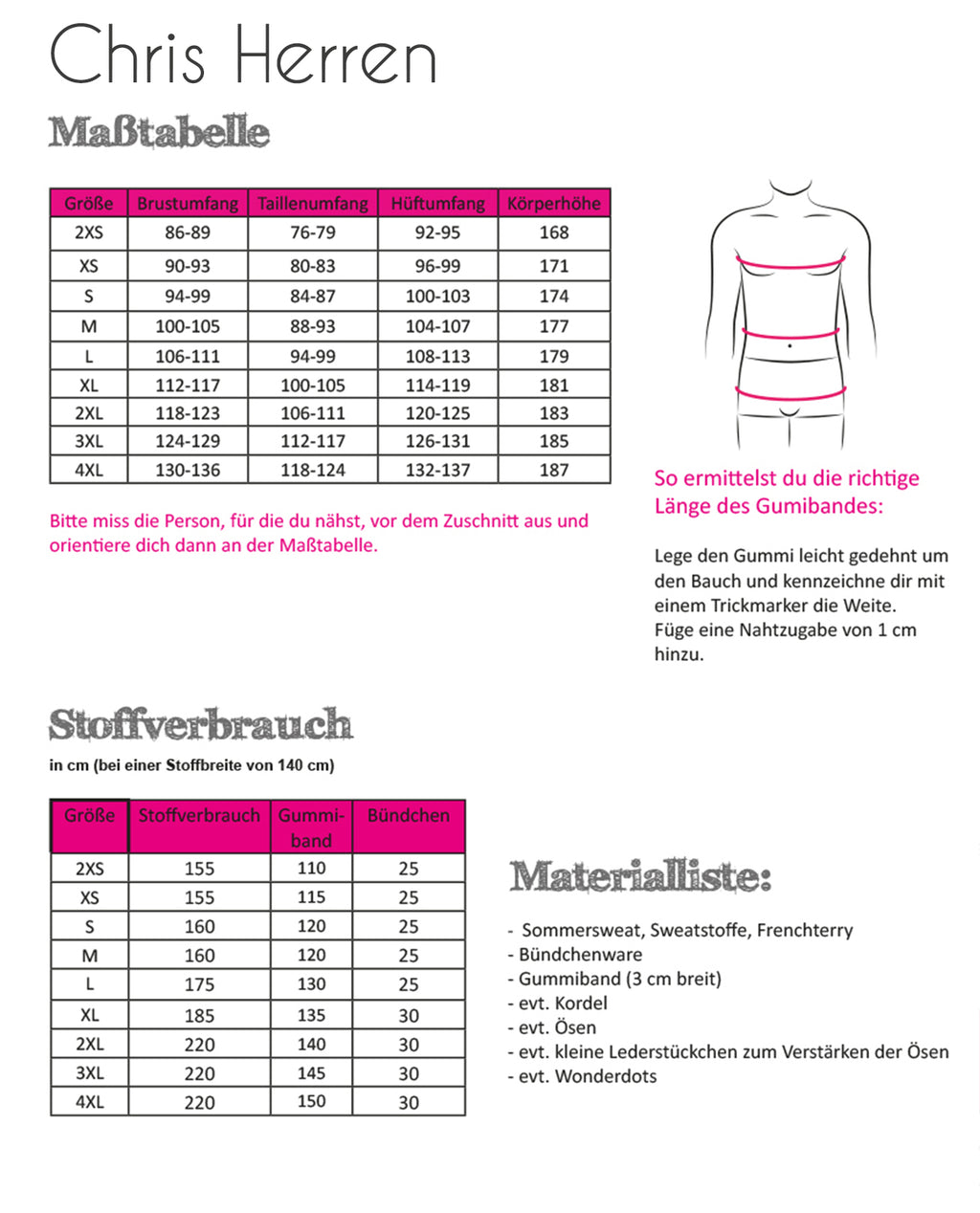 Papierschnittmuster Jogginghose Chris Herren