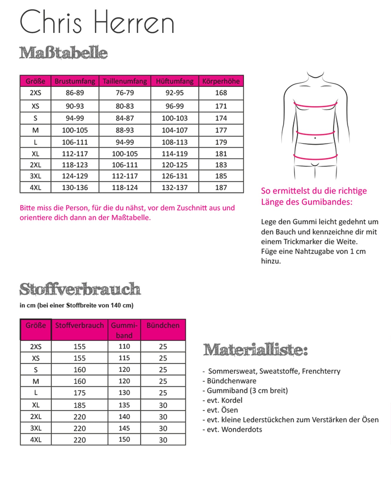 Papierschnittmuster Jogginghose Chris Herren