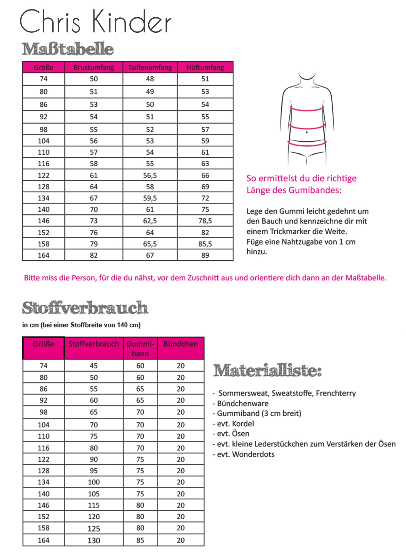 Papierschnittmuster Jogginghose Chris Kinder