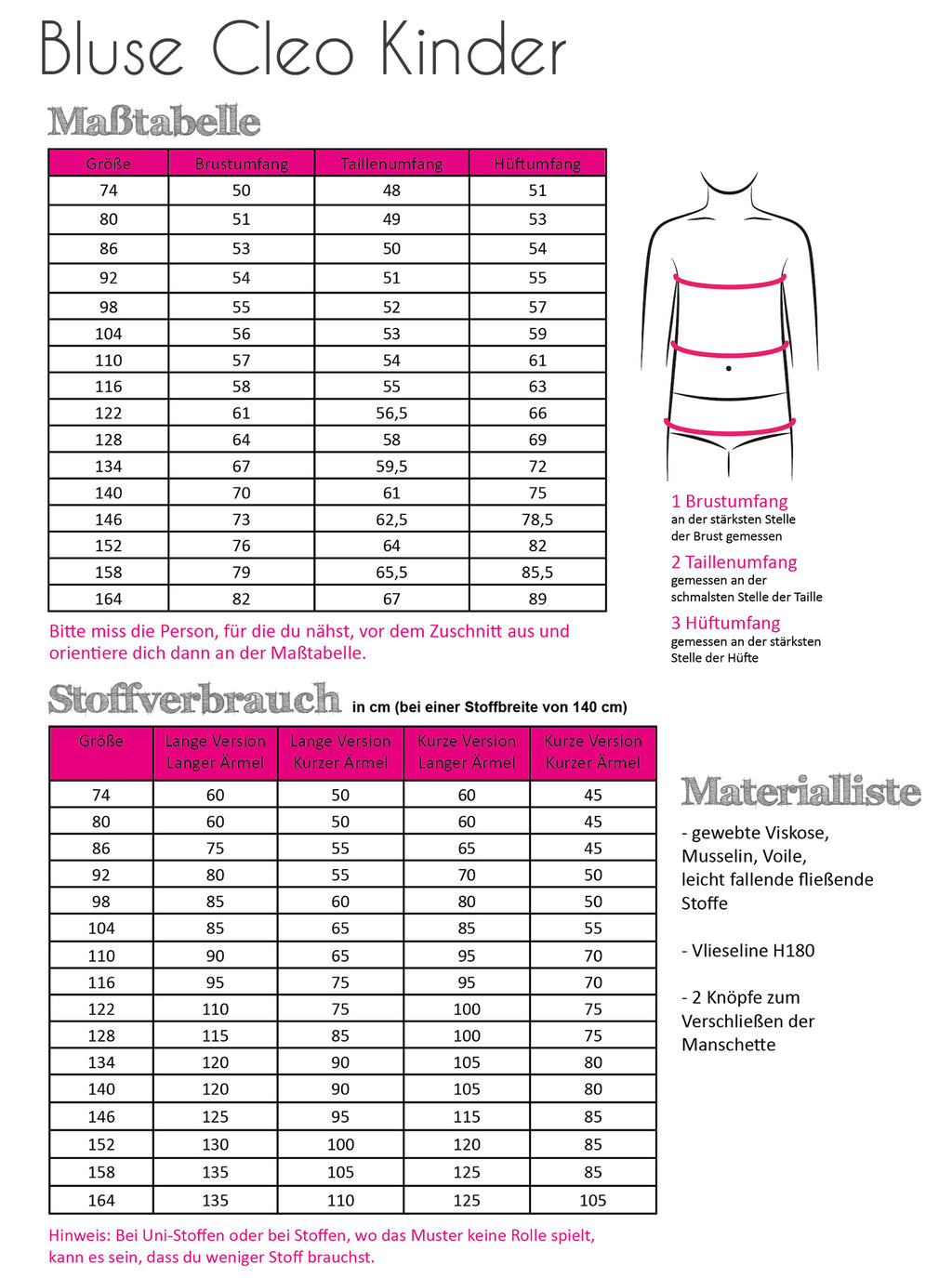 Papierschnittmuster Bluse Cleo Kinder