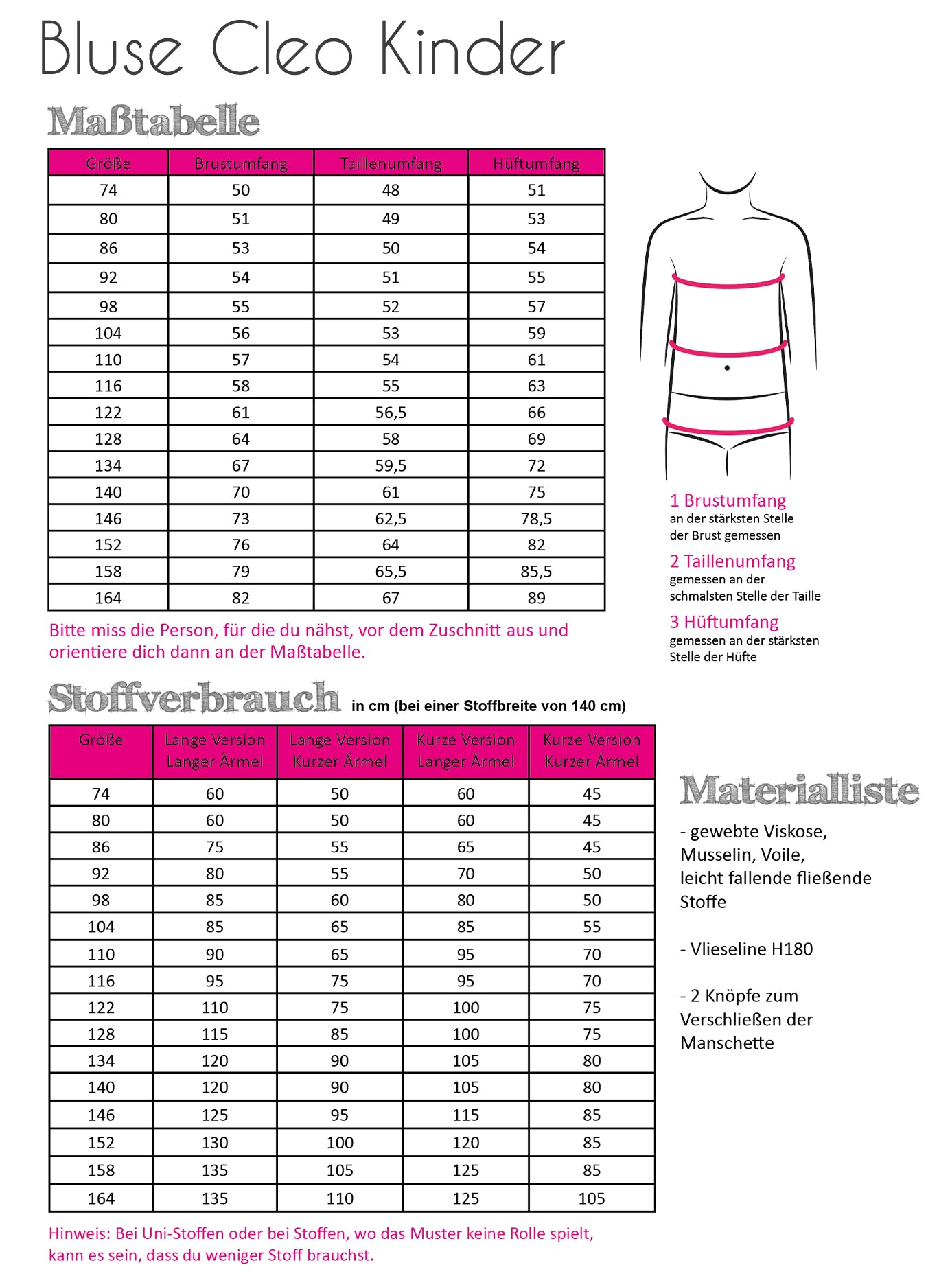 Papierschnittmuster Bluse Cleo Kinder