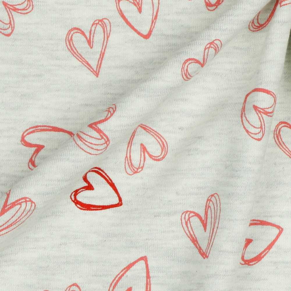 Jersey Stoff - Hearts meliert (Meterware ab 0.50m)