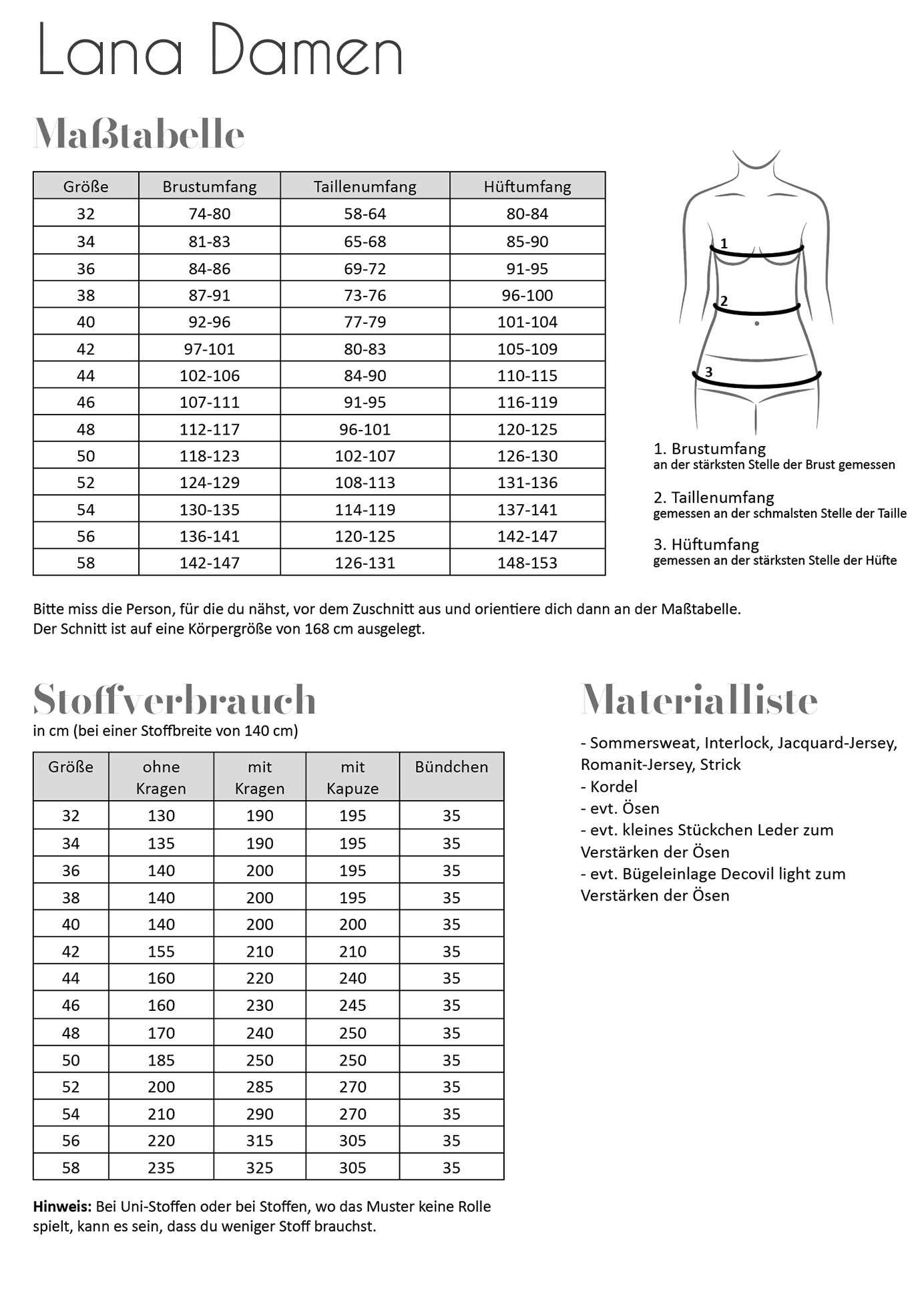 Papierschnittmuster Lana Damen