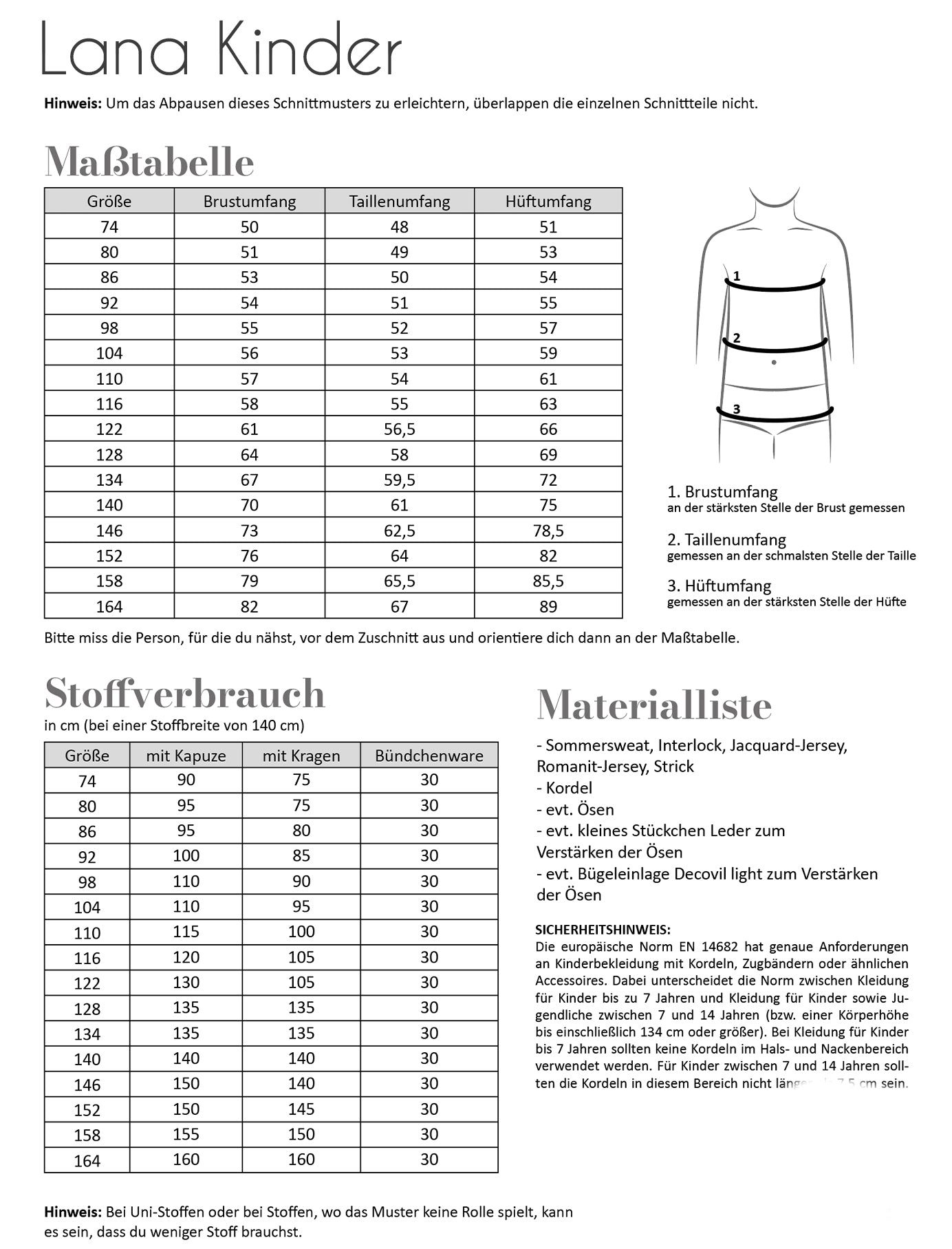 Papierschnittmuster Lana Kinder