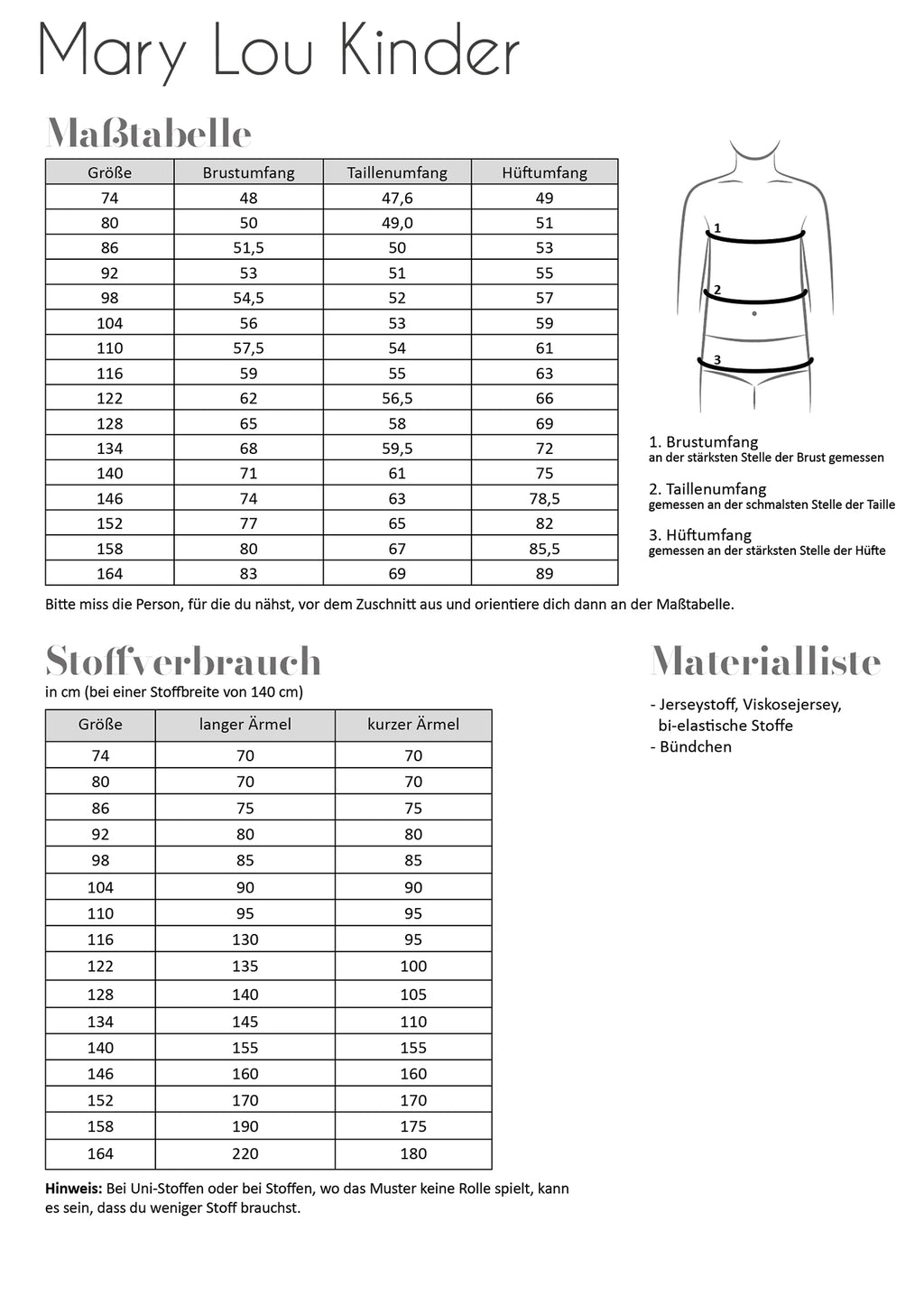 Papierschnittmuster Mary Lou Kinder