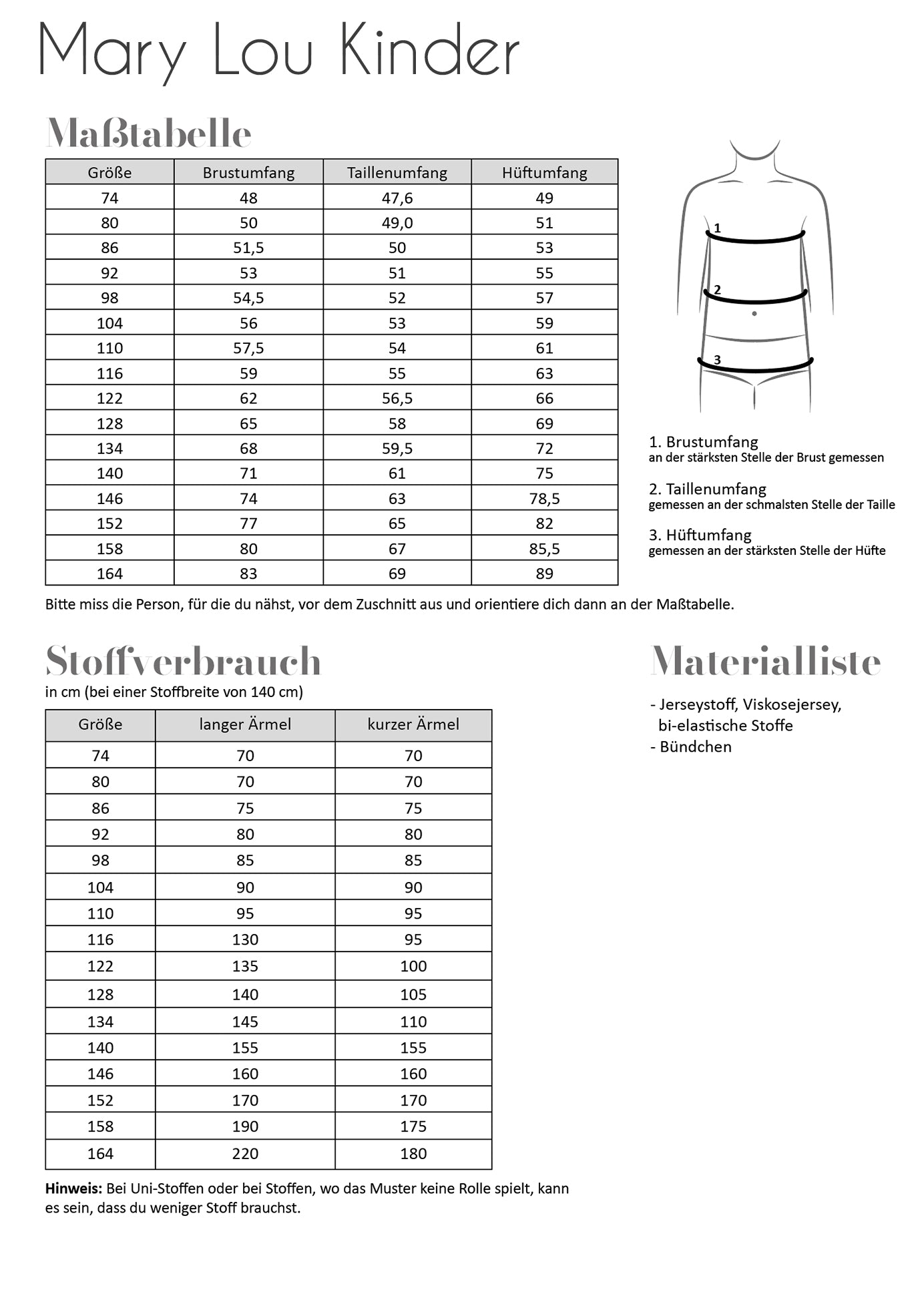 Papierschnittmuster Mary Lou Kinder