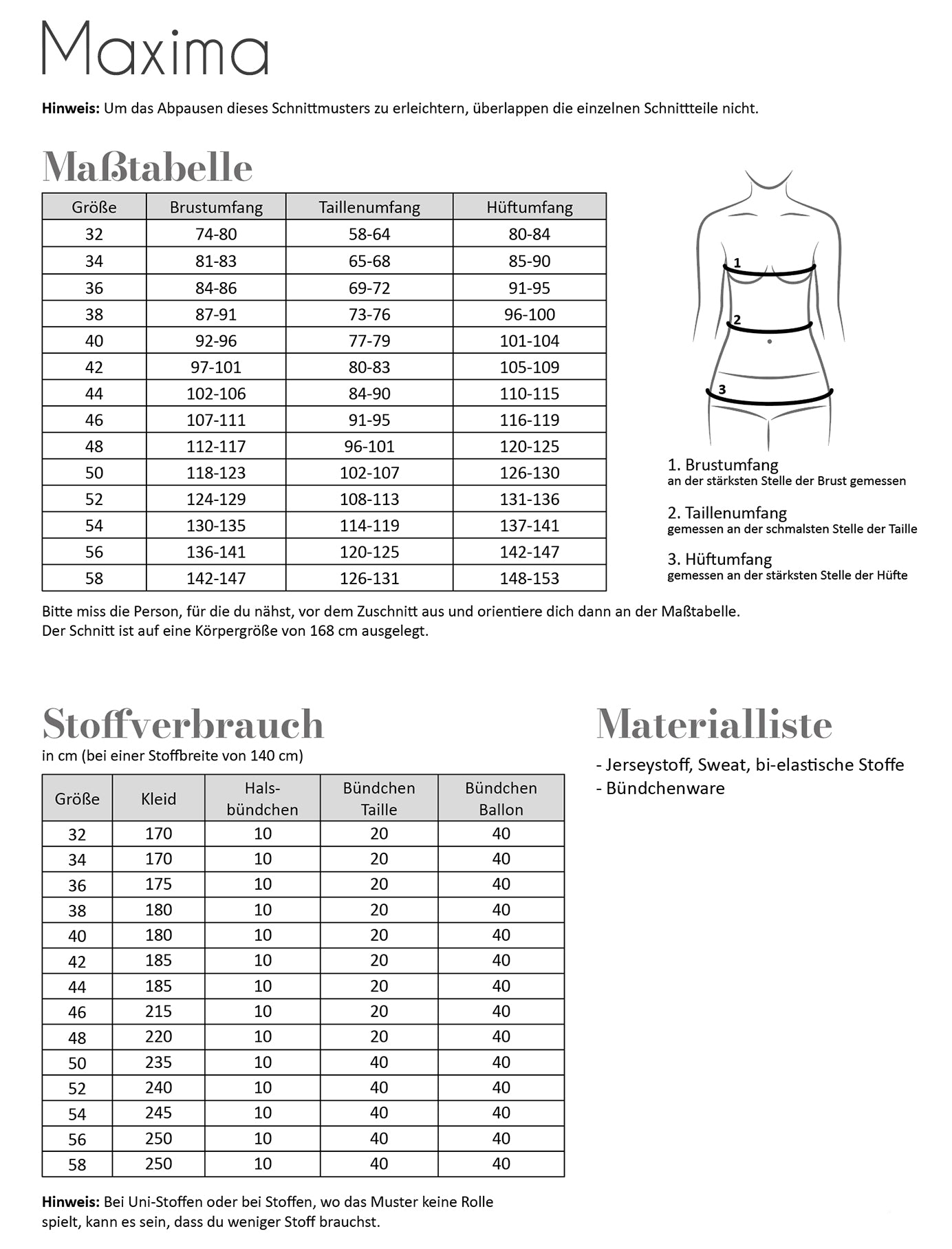 Papierschnittmuster Maxima Damen