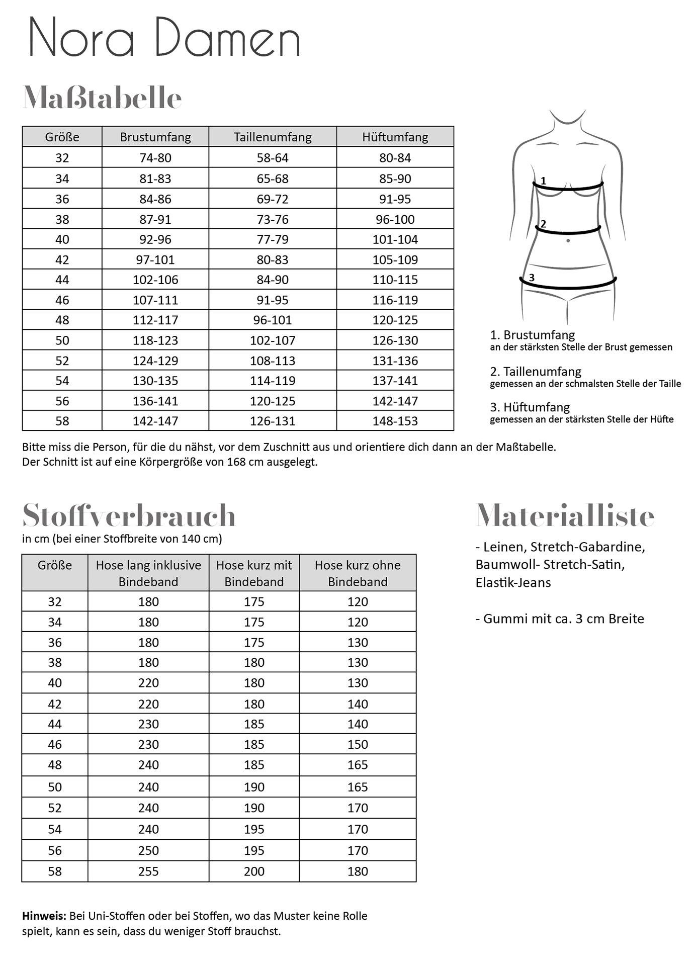 Papierschnittmuster Hose Nora Damen