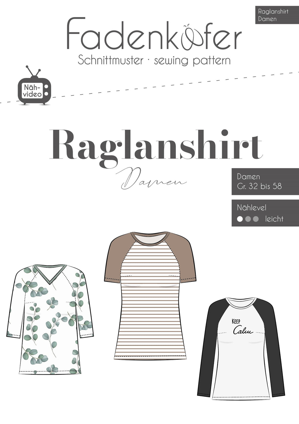 Papierschnittmuster Raglanshirt Damen