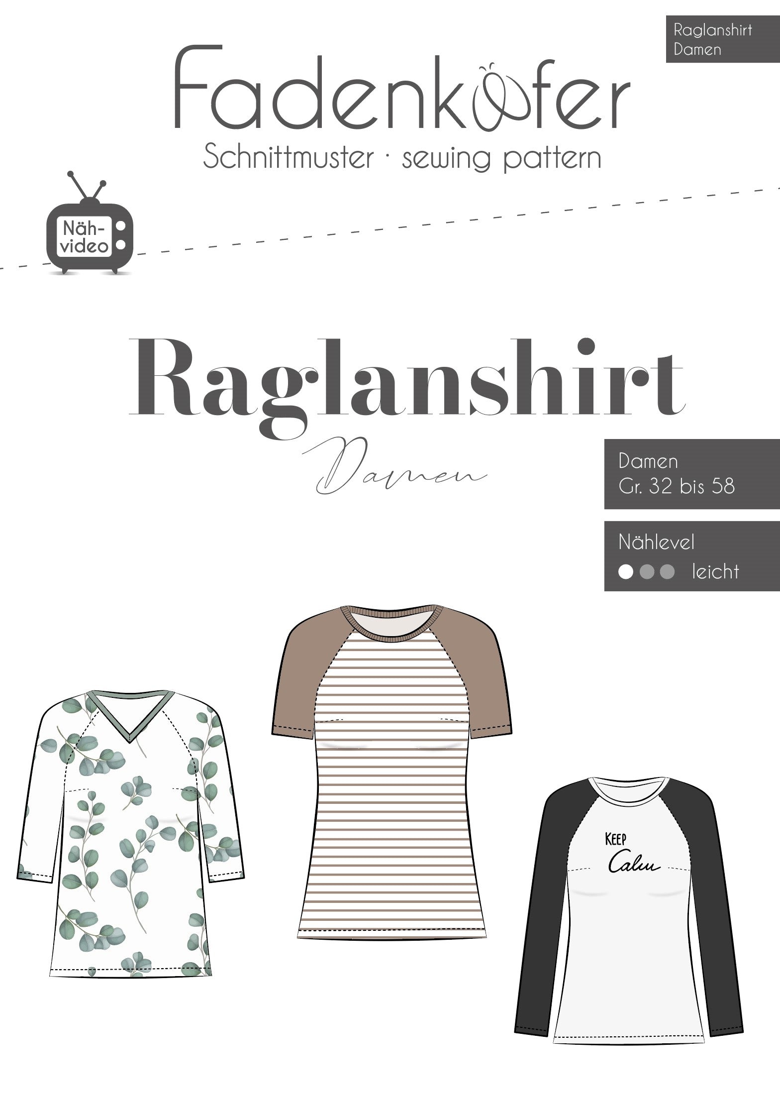 Papierschnittmuster Raglanshirt Damen