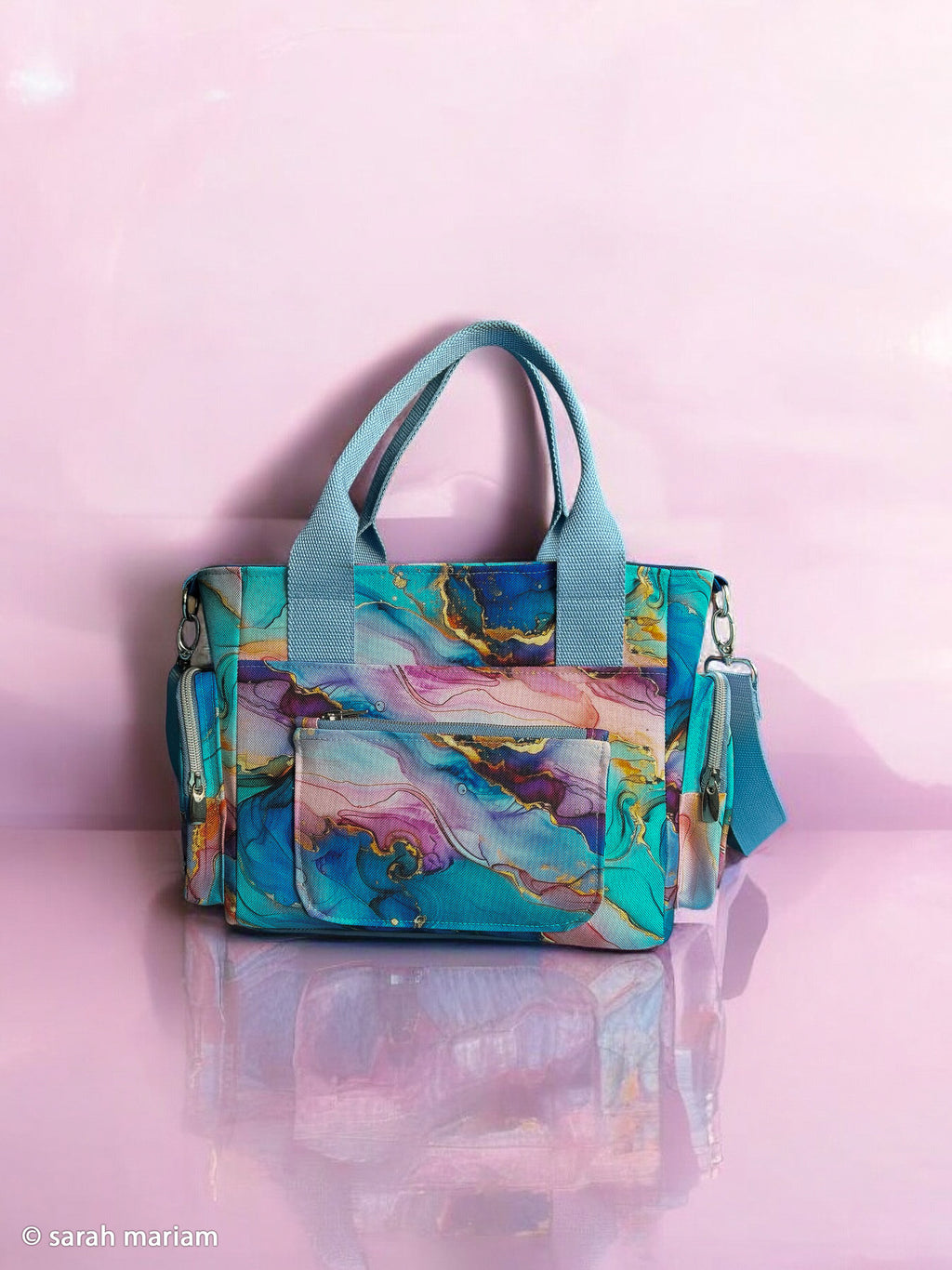 Canvas - Flowing Bloom by Sarah Mariam - Blue (Meterware ab 0.50m)
