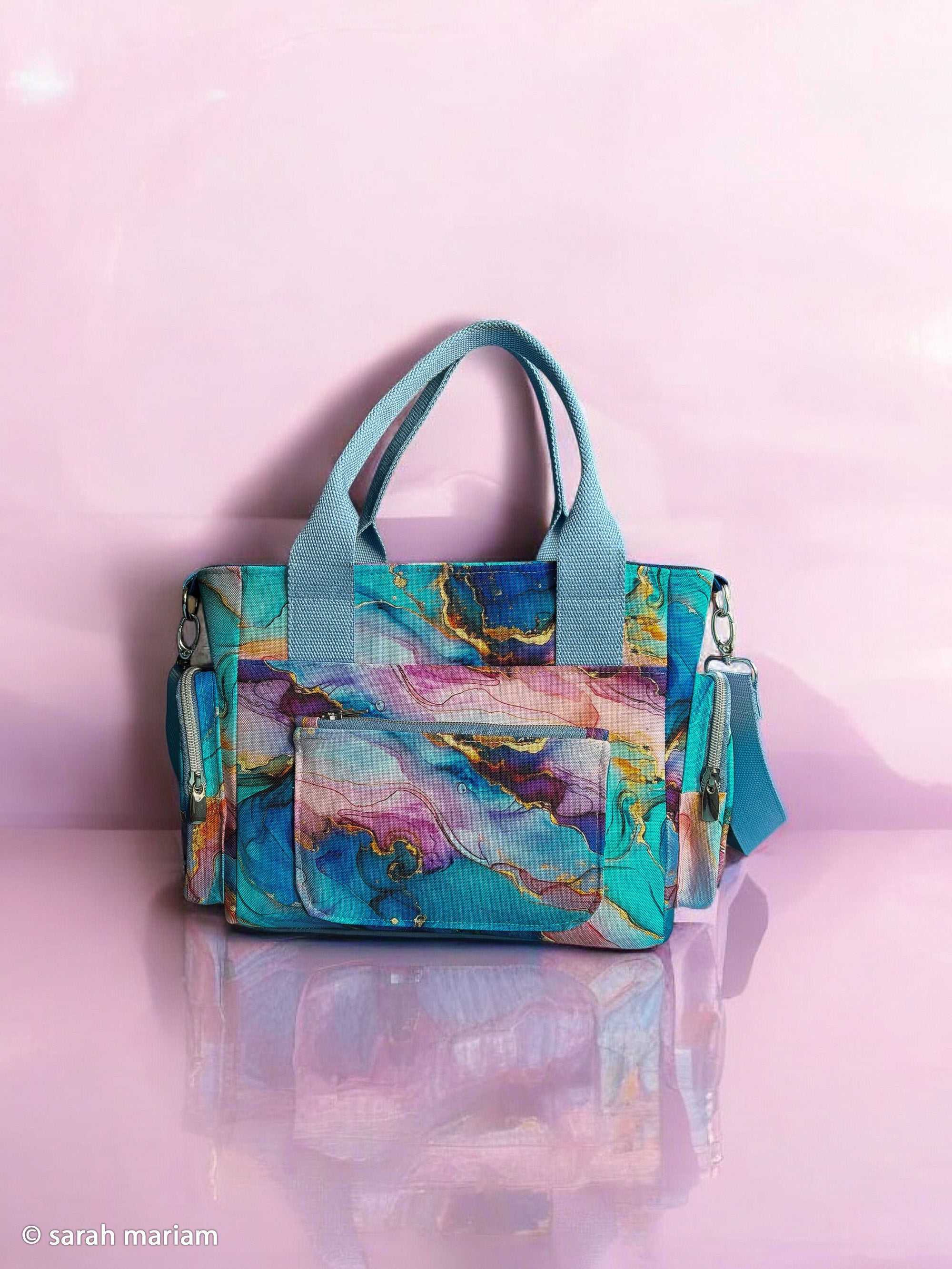 Canvas - Flowing Bloom by Sarah Mariam - Blue (Meterware ab 0.50m)