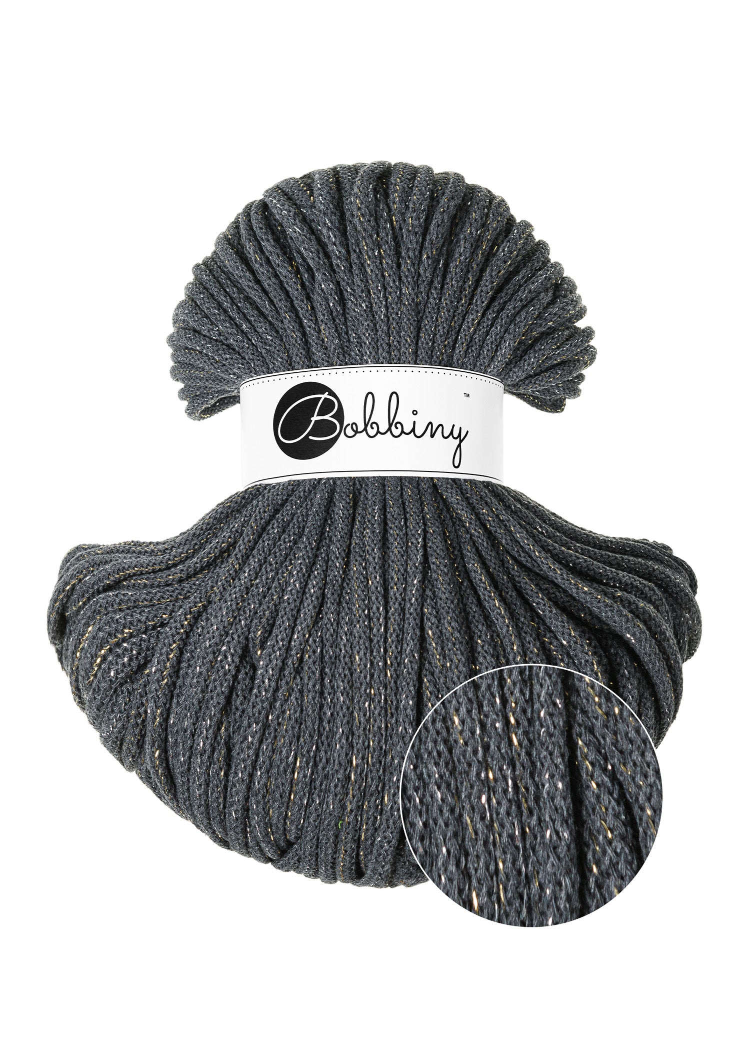 Bobbiny - 5mm - 100m - Shiny Charcoal