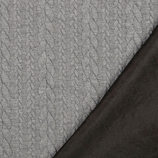 Jaquard Jersey - Zopfmuster - Grau (Meterware ab 0.50m)