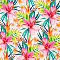 Viskose Stoff - Floral/Alken - Weiß (Meterware ab 0.50m)