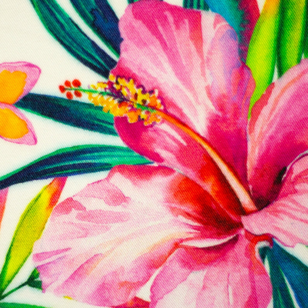 Viskose Stoff - Floral/Alken - Weiß (Meterware ab 0.50m)