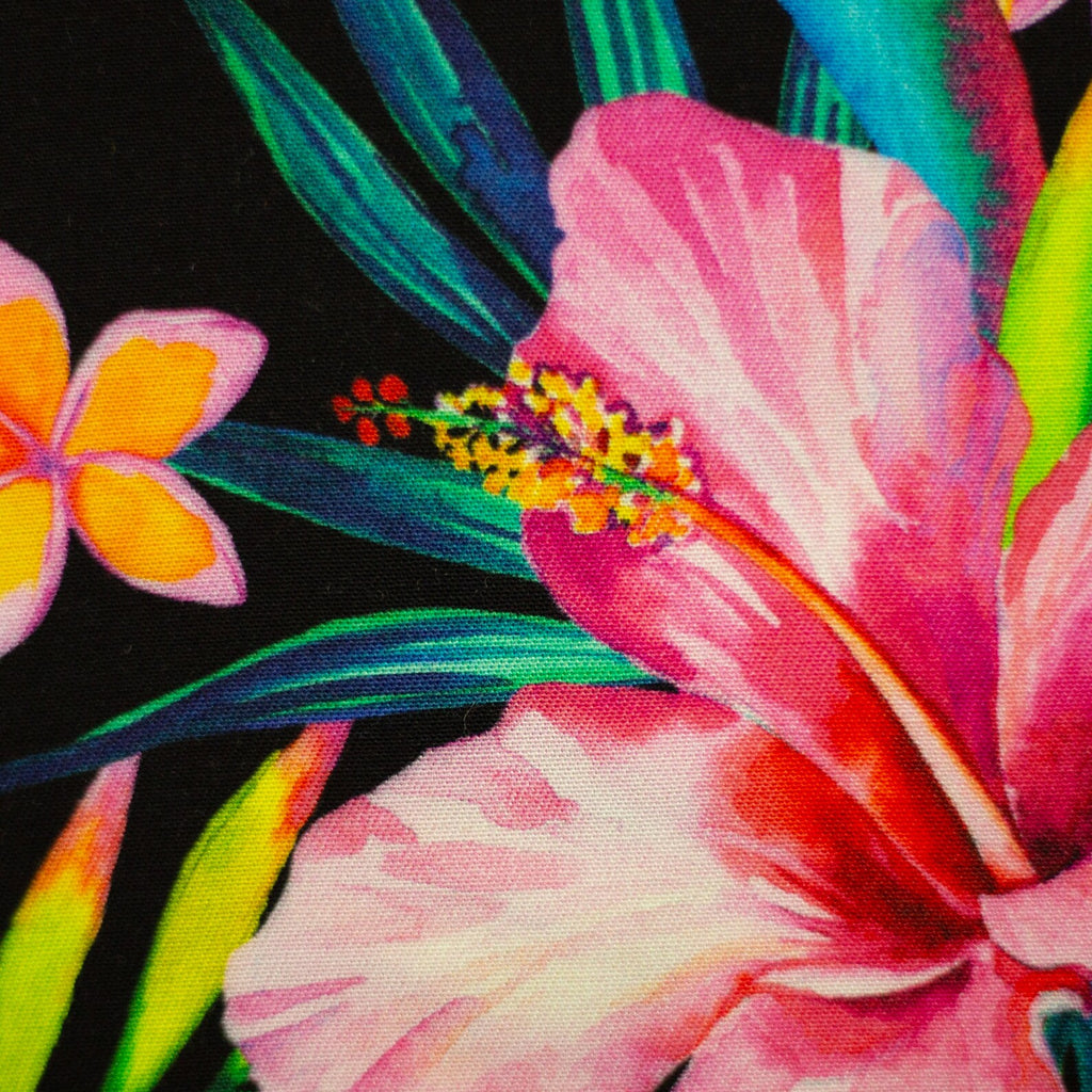 Viskose Stoff - Floral/Alken - Schwarz (Meterware ab 0.50m)