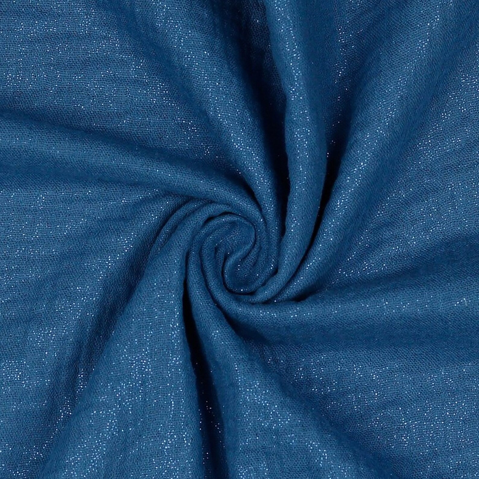 Musselin Stoff - Glitzer - Blau (Meterware ab 0.50m)