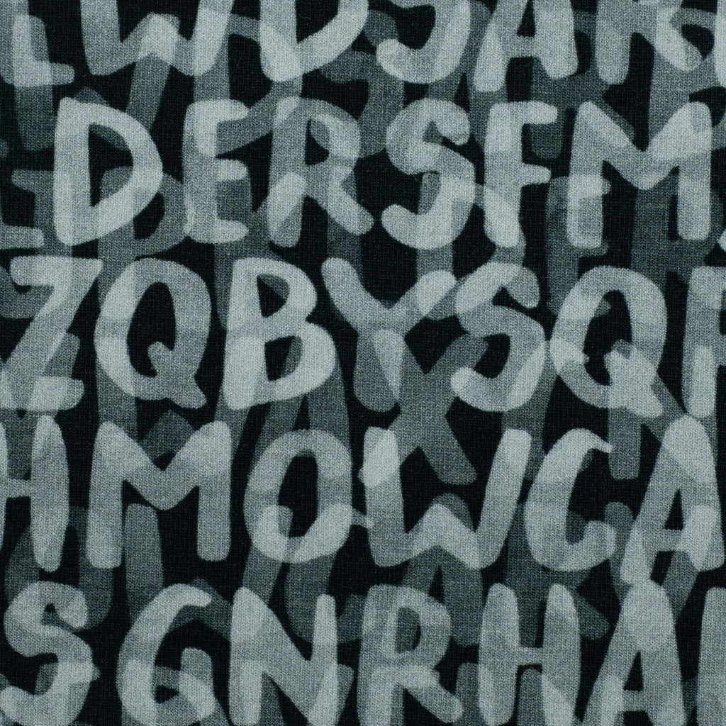 Jersey Stoff - Buchstaben, Alphabet (Elias) (Meterware ab 0.50m)