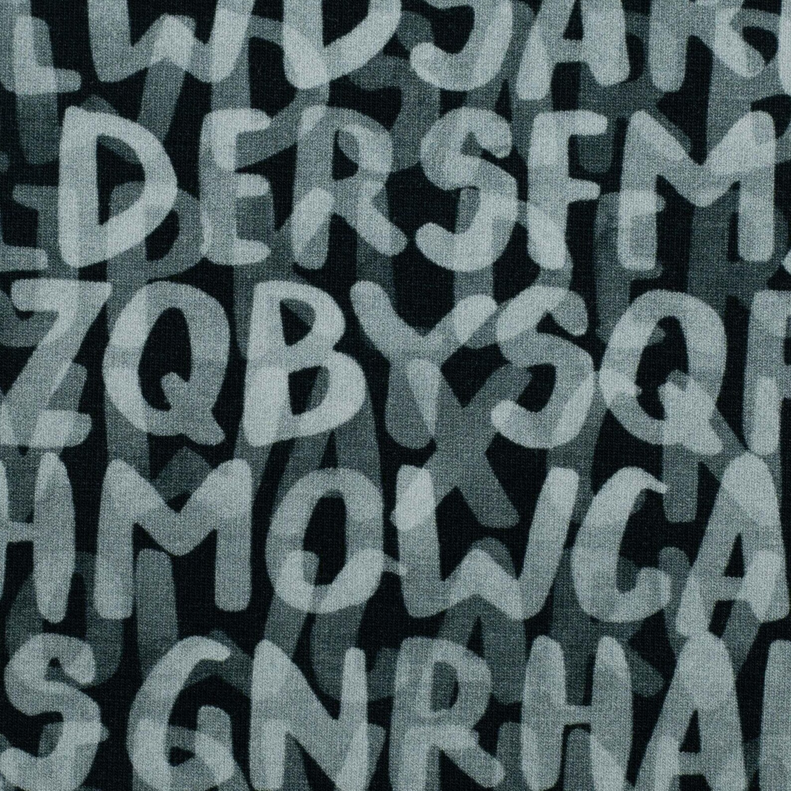 Jersey Stoff - Buchstaben, Alphabet (Elias) (Meterware ab 0.50m)