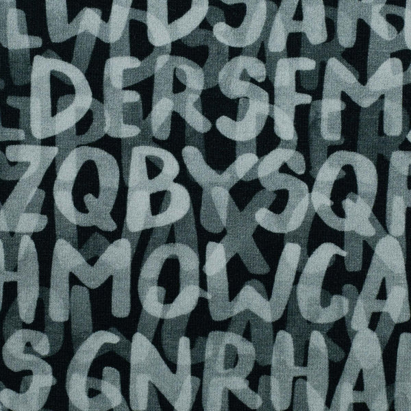 Jersey Stoff - Buchstaben, Alphabet (Elias) (Meterware ab 0.50m)