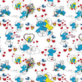 Jersey Stoff - Schlümpfe/Smurfs - Weiß (Meterware ab 0.50m)