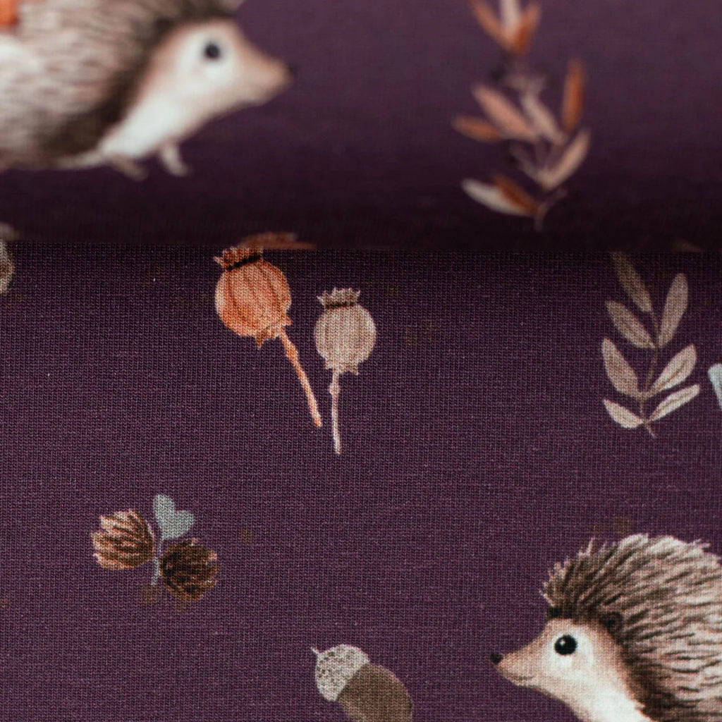 Jersey Stoff - Forest Animals - Igel beere (Meterware ab 0.50m)
