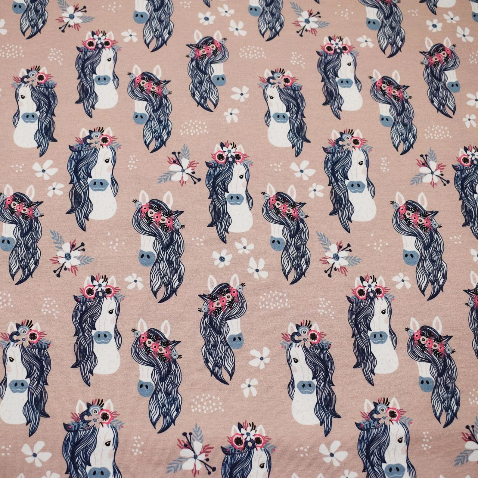 Jersey Stoff - Pferdeliebe (Meterware ab 0.50m)