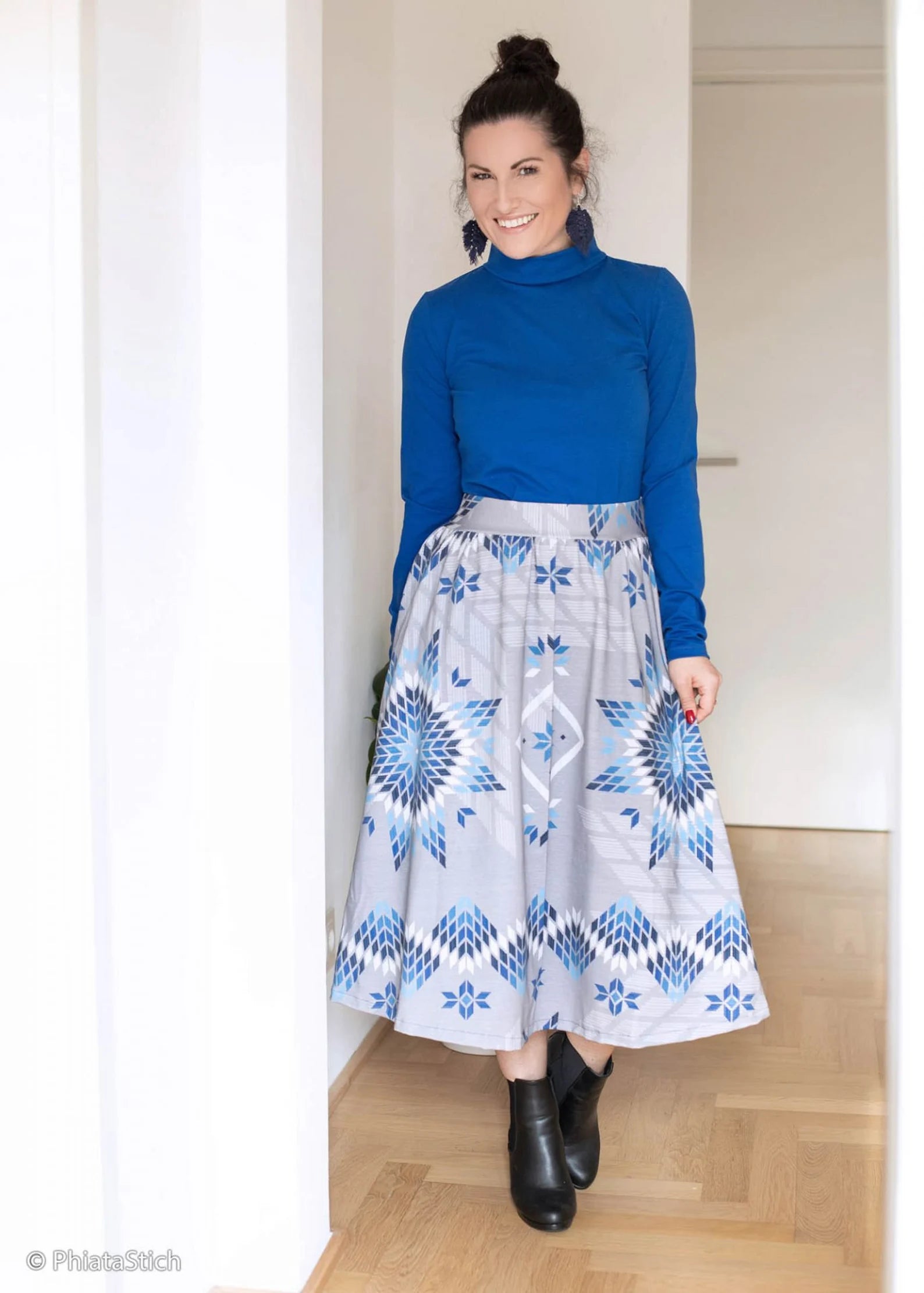 Jersey Stoff - Cozy Embroideries by lycklig design - Blue (Meterware ab 0.50m)