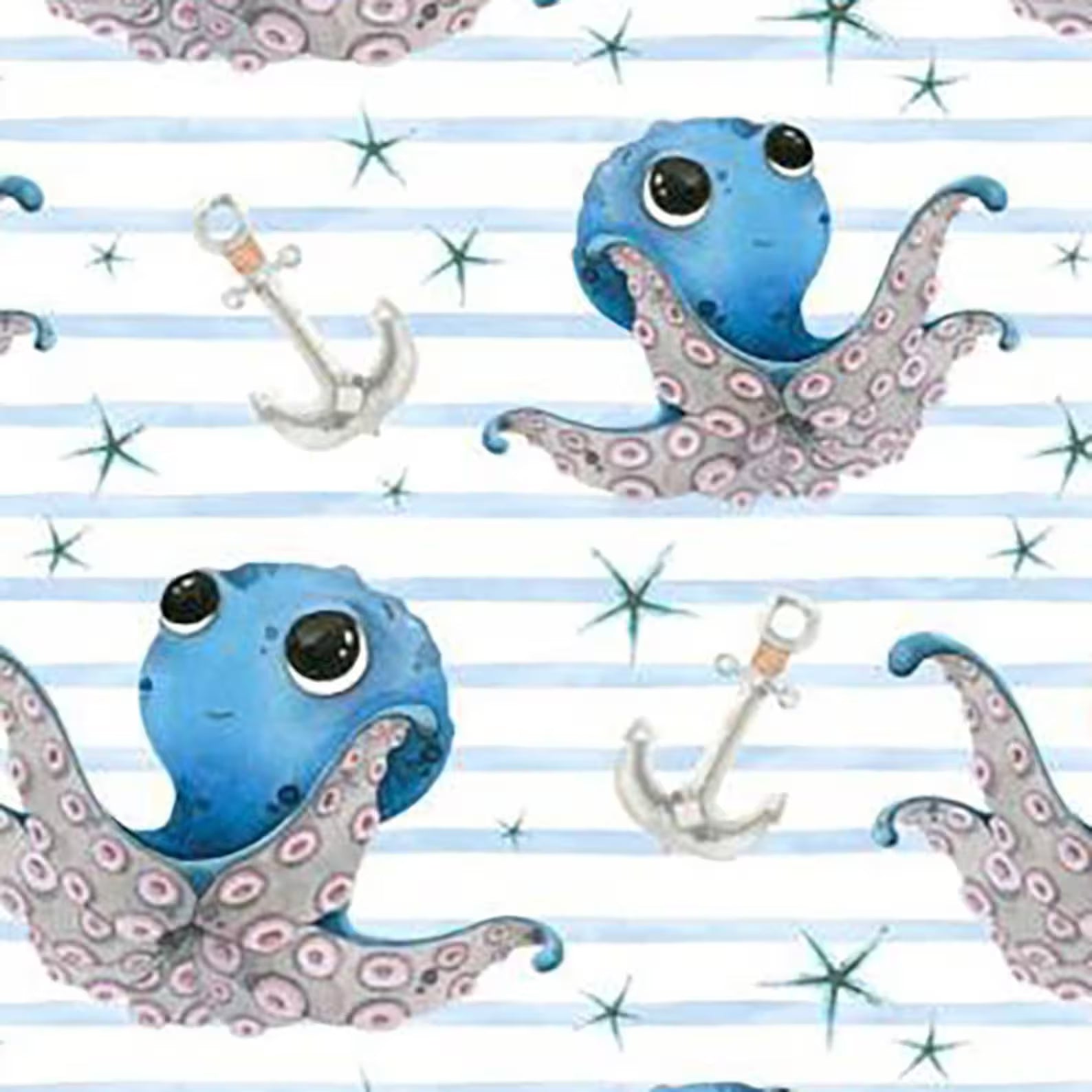 Jersey Stoff - Oktopus (Meterware ab 0.50m)