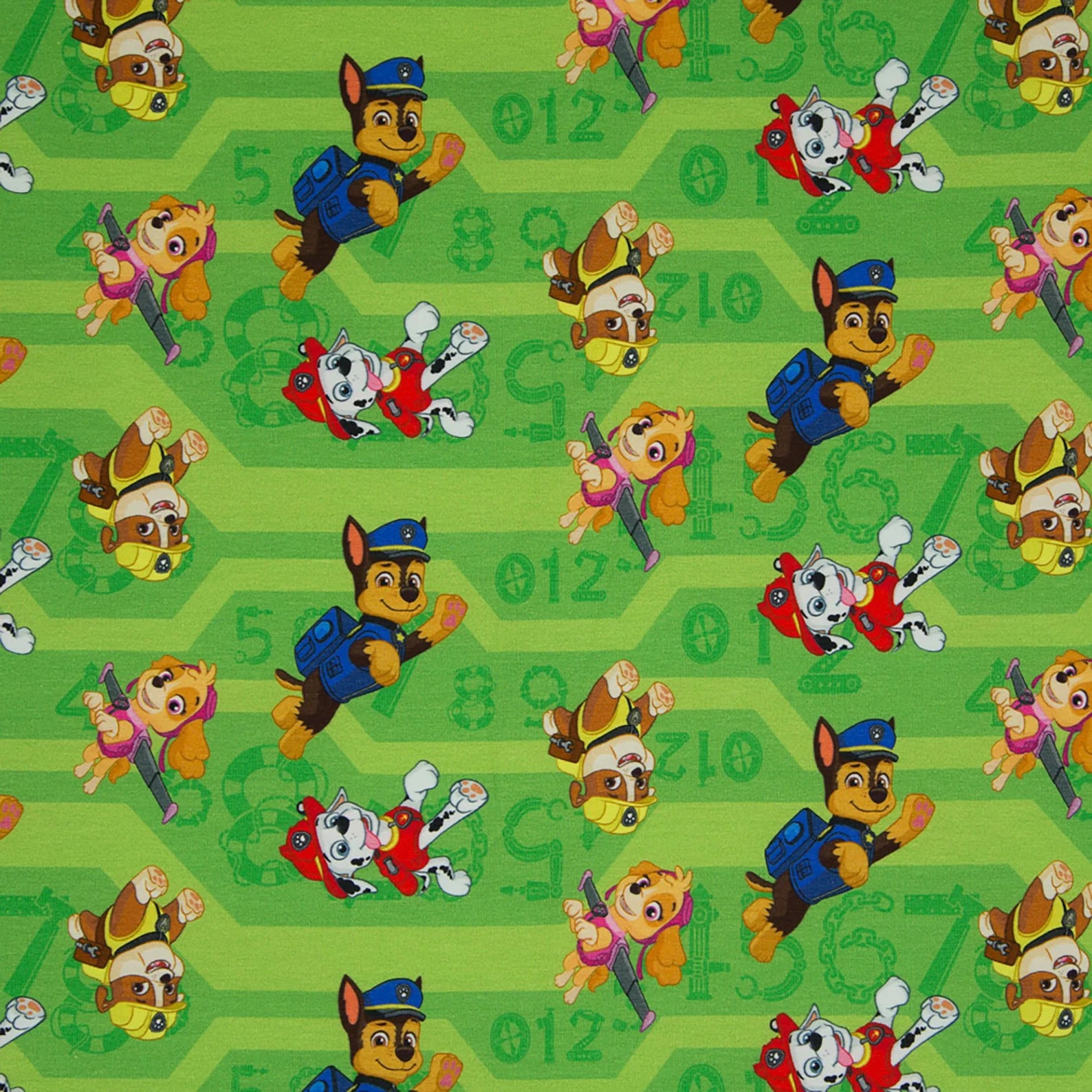 Jersey Stoff - Paw Patrol - Grün (Meterware ab 0.50m)
