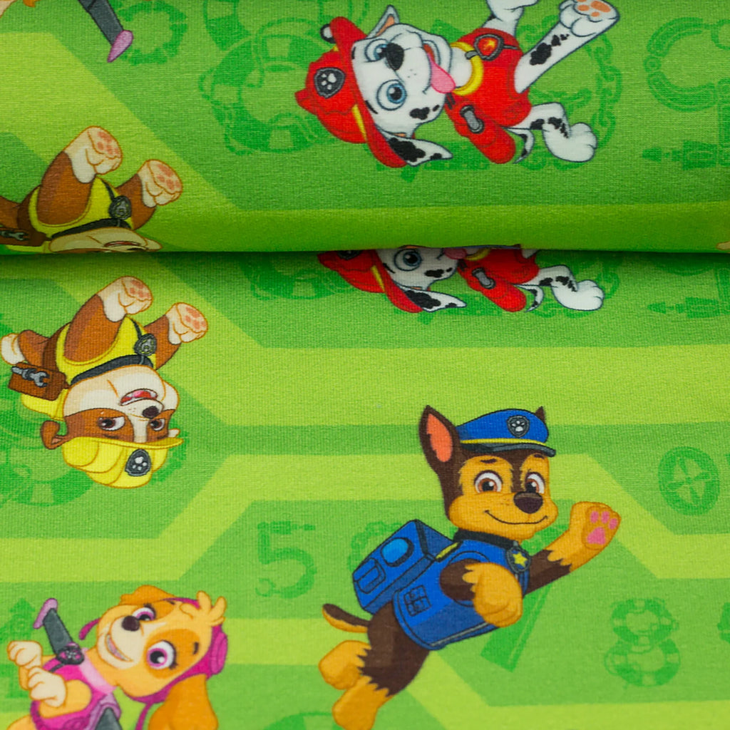 Jersey Stoff - Paw Patrol - Grün (Meterware ab 0.50m)