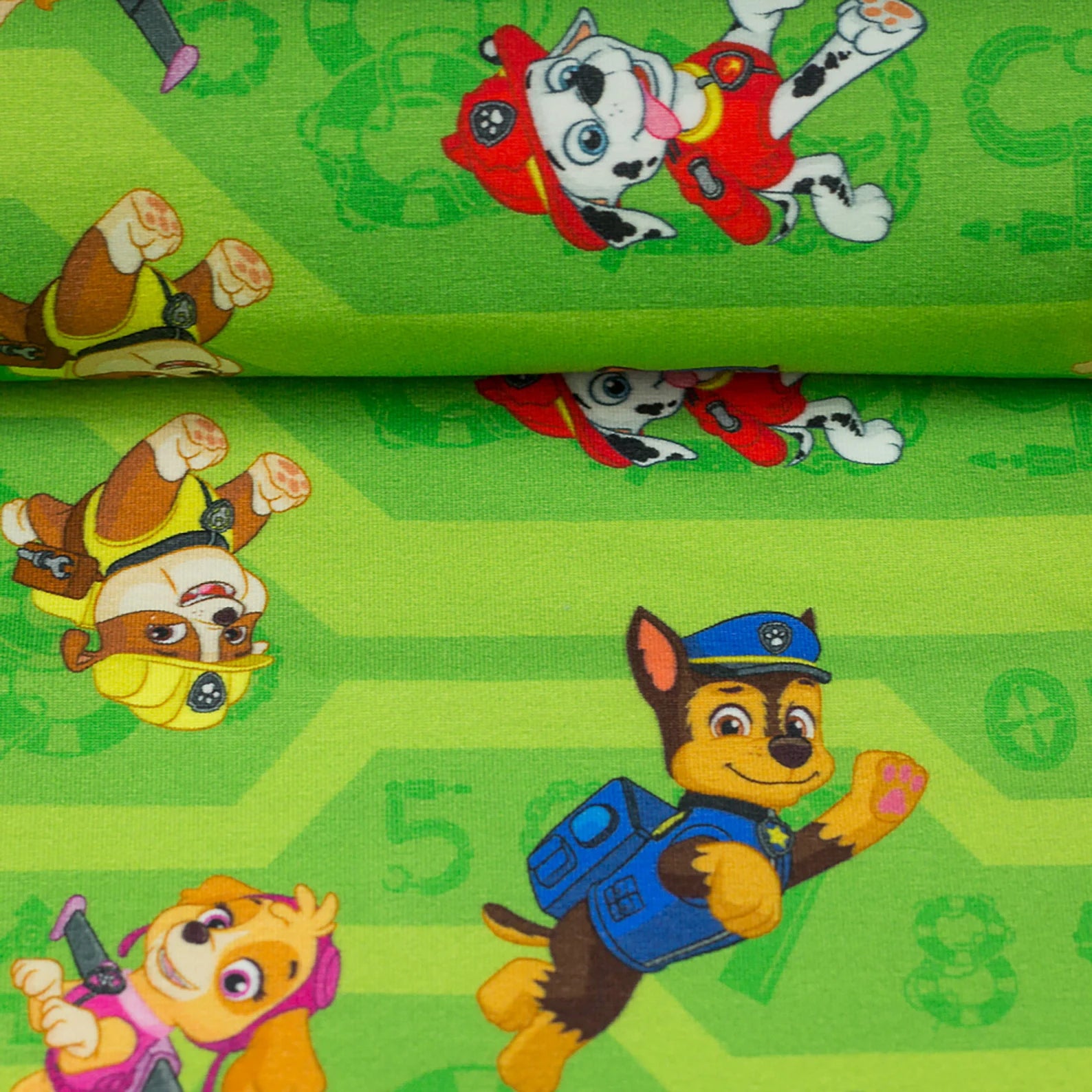 Jersey Stoff - Paw Patrol - Grün (Meterware ab 0.50m)
