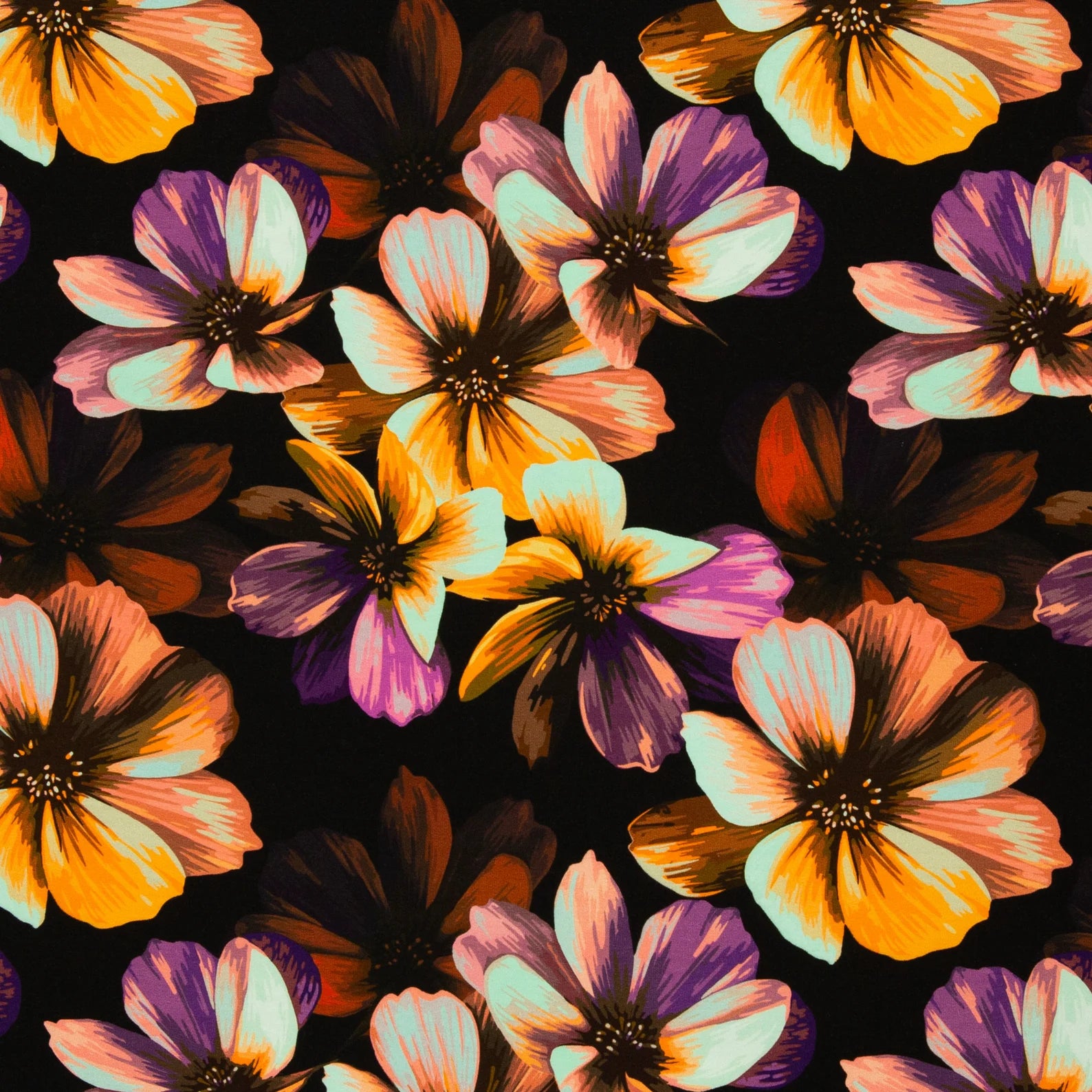 French Terry Volzel Aquarell - floral (Meterware ab 0.50m)