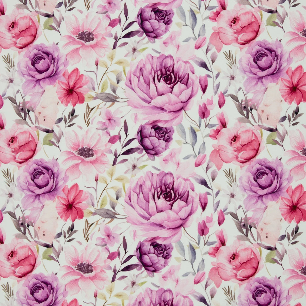 Jersey Stoff - Floral/Blumen/Samern (Meterware ab 0.50m)